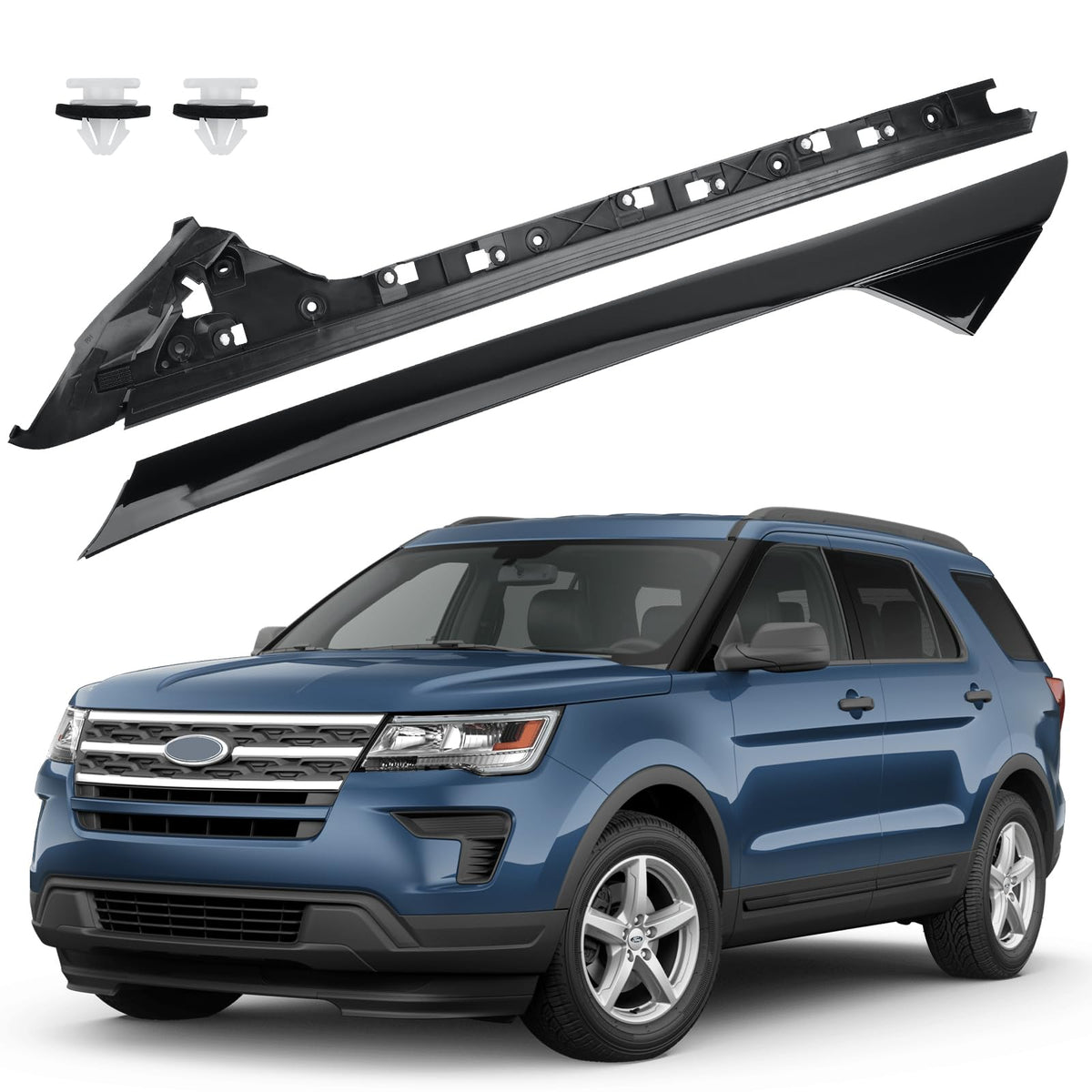 Windshield A-Pillar Molding Trim Kit Compatible with Ford Explorer 2011-2019,Front Outer & Inner Right Passenger Side,BB5Z780314