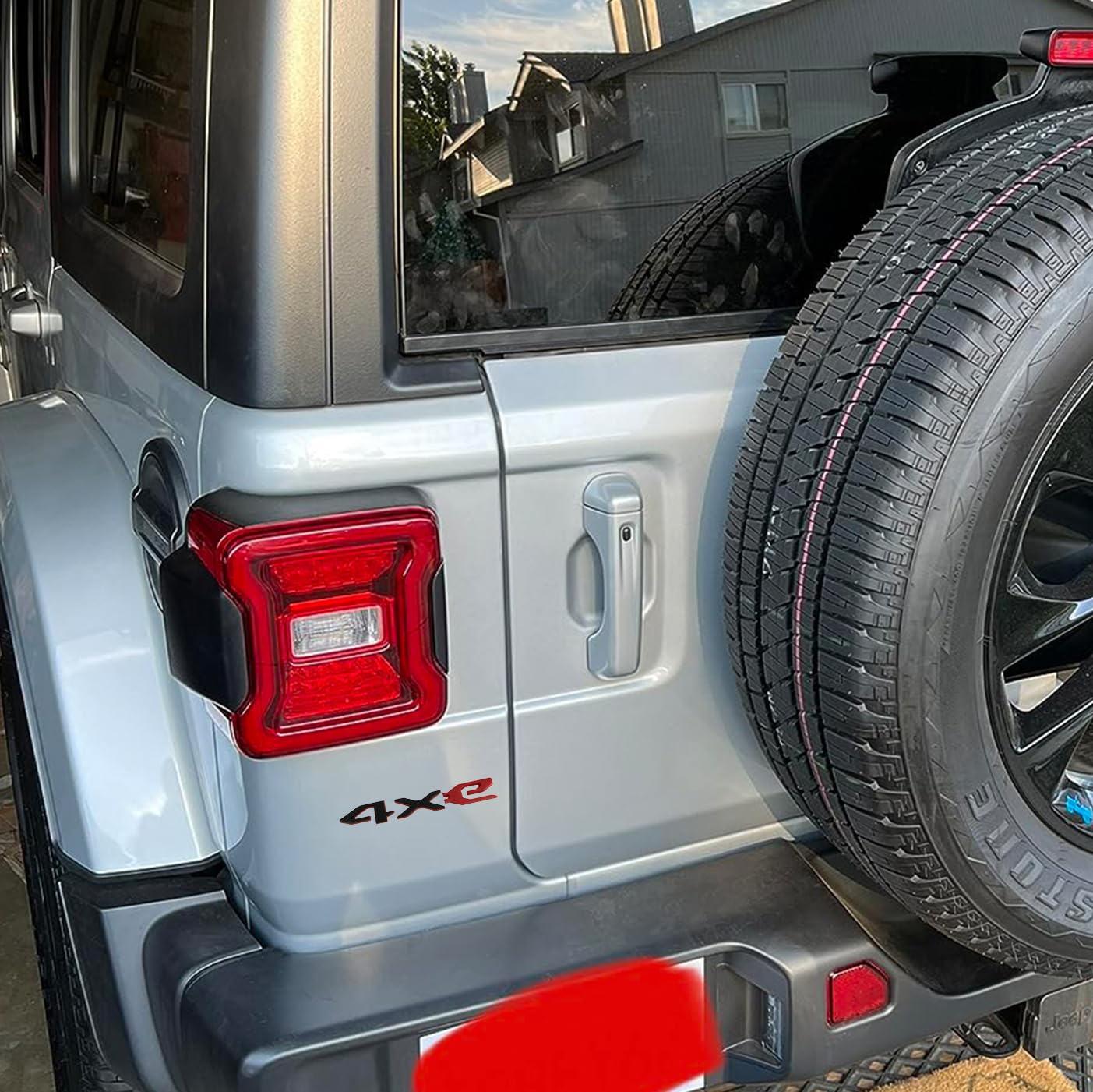 4xe Emblem Replacement for Jeep 2021-2023 Wrangler Rear Swing Gate 4Xe Badge Decal Stickers 68490886AB (Black and Red)