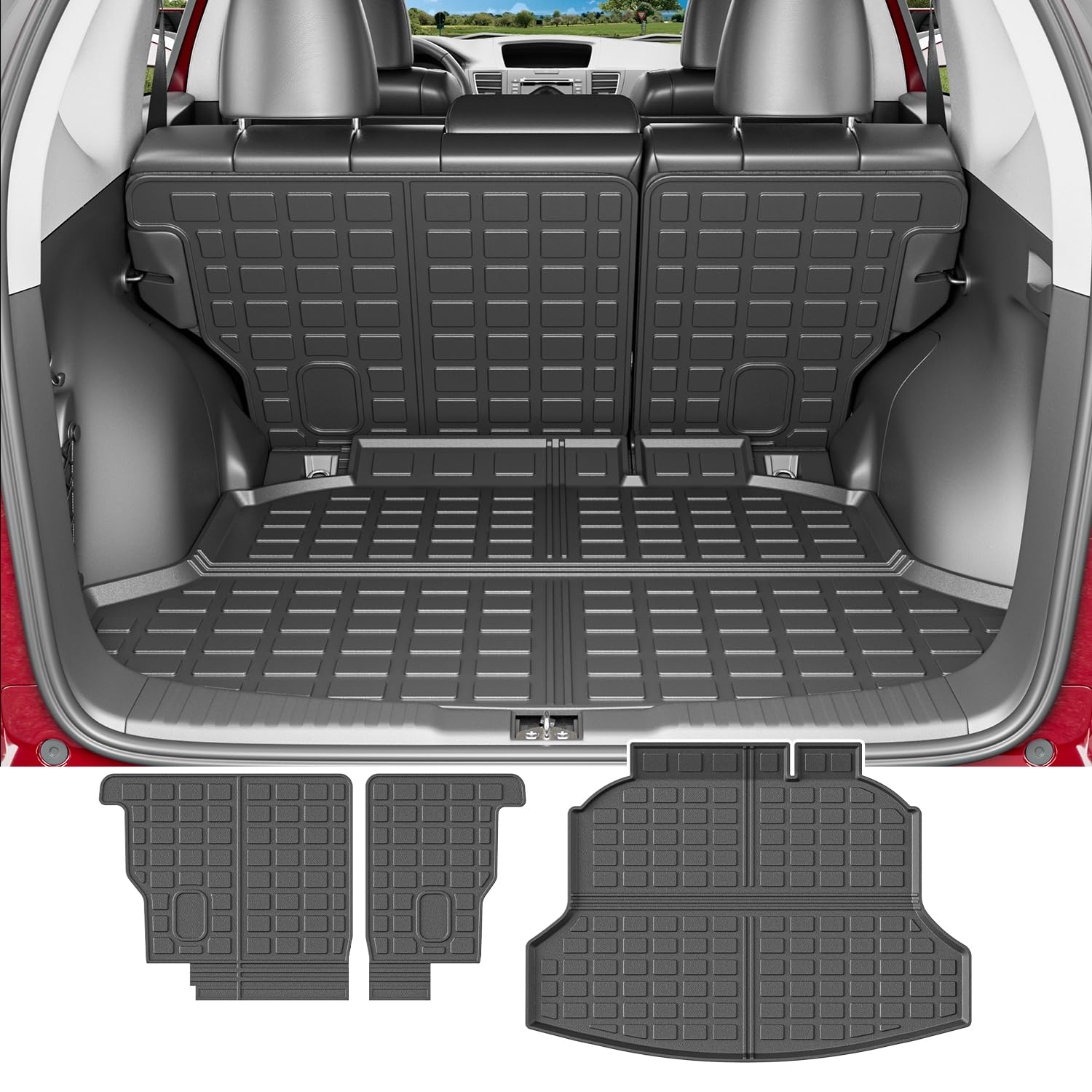 powoq Cargo Mat Compatible with 2012-2016 Honda CRV Trunk Mat TPE Backrest Mat Cargo Liner Replacement for 2012 2013 2014 2015 2