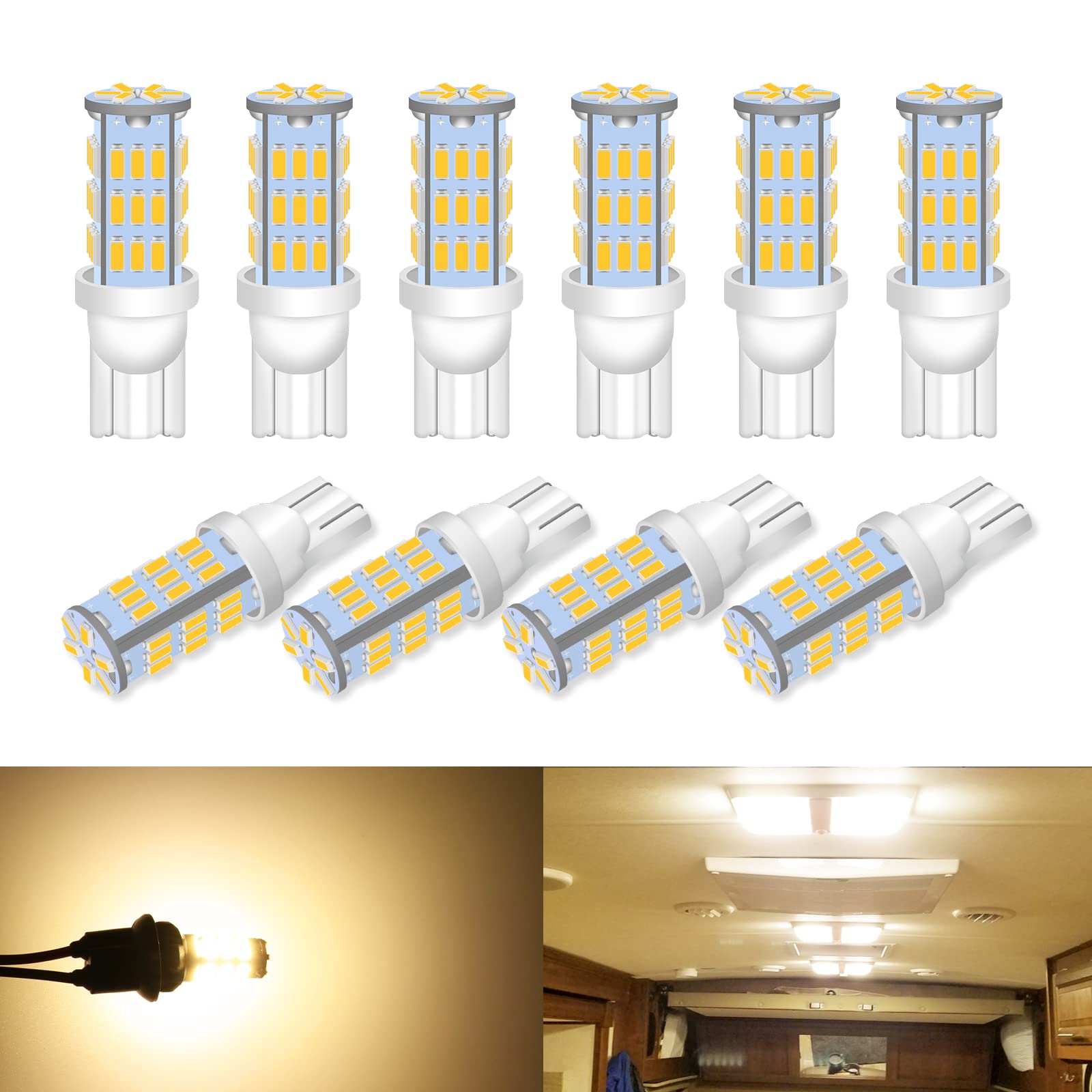 Qoope T10 194 921 Led Light Bulbs, Super Bright 912 168 175 Led Bulbs 12 Volt Rv Camper Trailer Boat Trunk Interior Dome Map Lic
