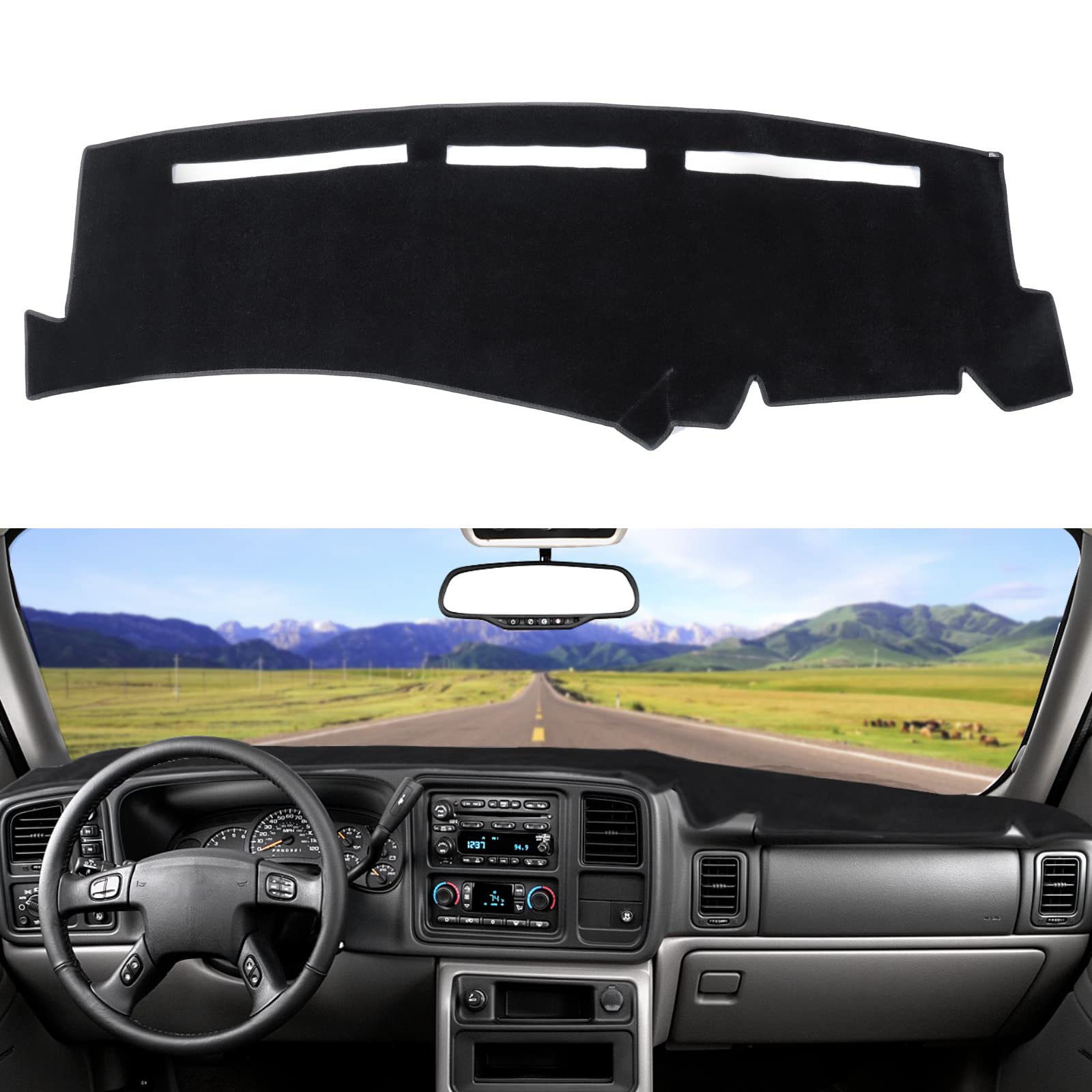 Posaid Dashboard Dash Board Cover Mat Carpet For 1999-2006 Chevrolet Silverado Gmc Sierra, 2000-2006 Chevy Avalanche Tahoe Subur