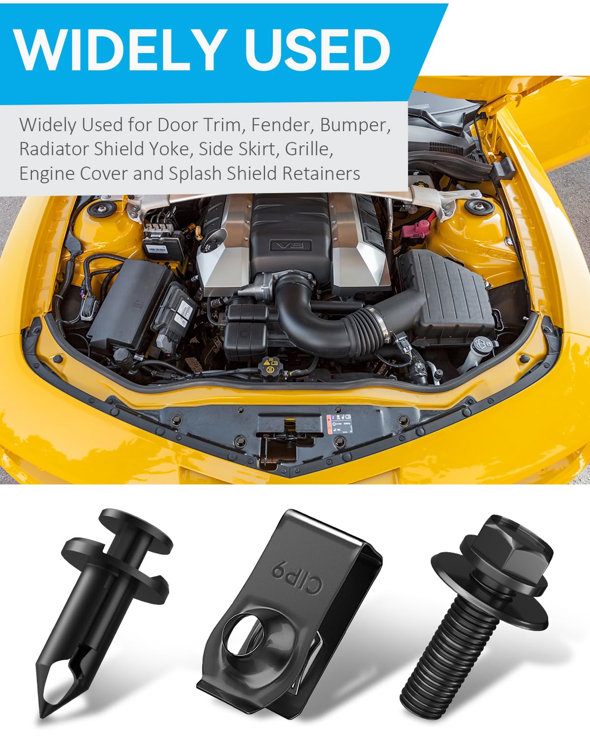 BOECIOG 35PCS Engine Splash Shield Guard Bolts & Clips, Black Automotive Hardware, Front Bumper & Fender Liner Fasteners, One Size