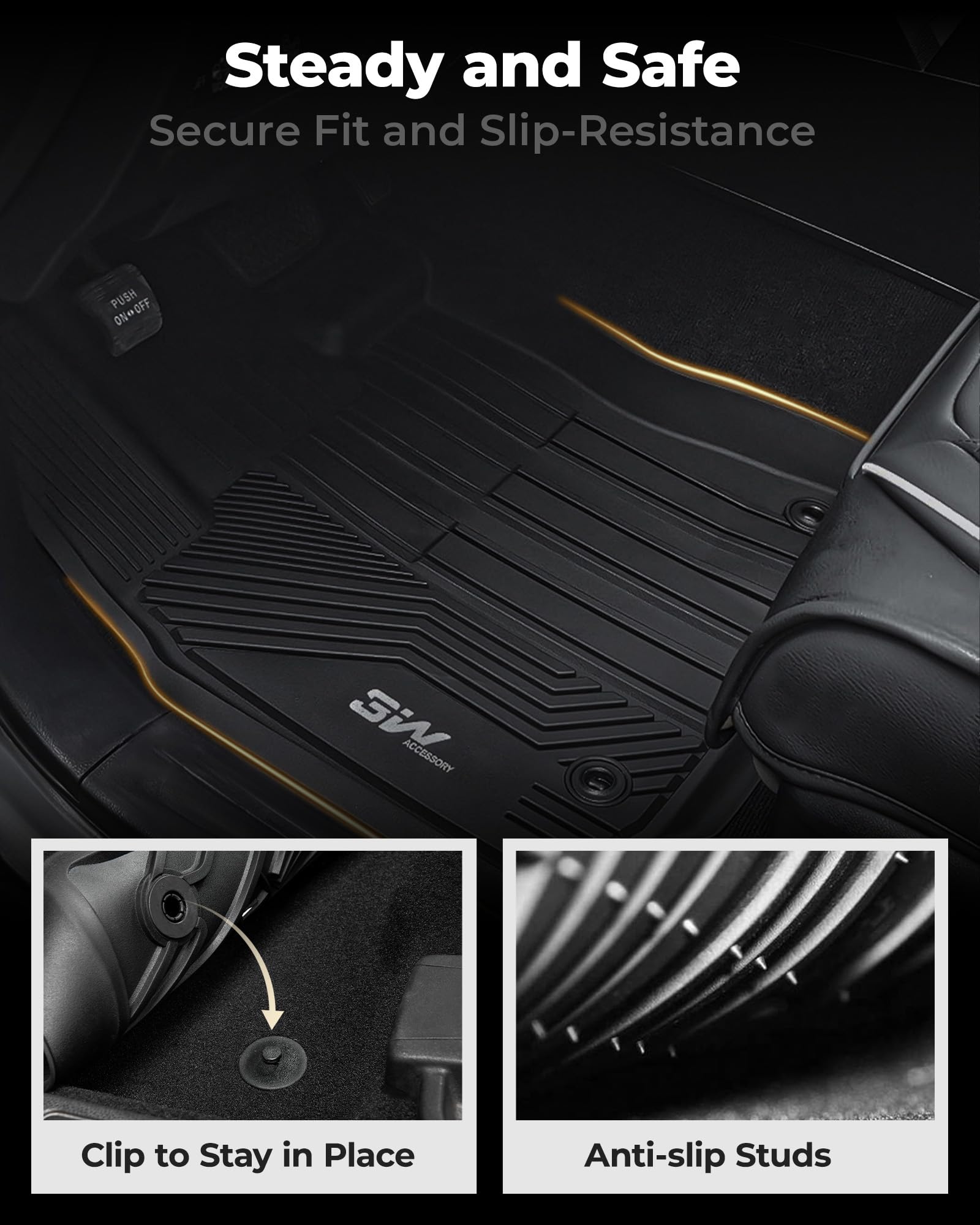 3W Floor Mats Fit Toyota Tundra 2014-2021 (Only For Crewmax Cab) Tpe All Weather Custom Fit Floor Liner For Toyota Tundra 1St An