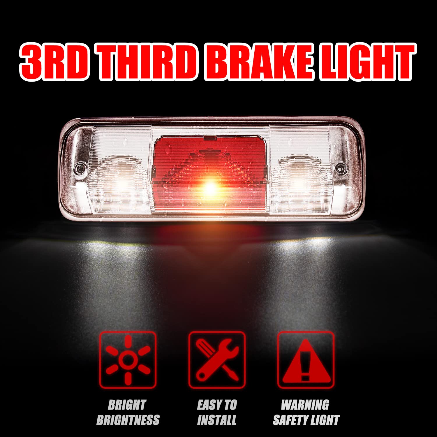Ransoto 923-237 F150 Third Brake Light Center High Mount Stop, Trunk Cargo Rear Tail Light Compatible With 2004-2008 Ford F-150, 2007-2010 Explorer Sport Trac, 2006-2008 Lincoln Mark Lt