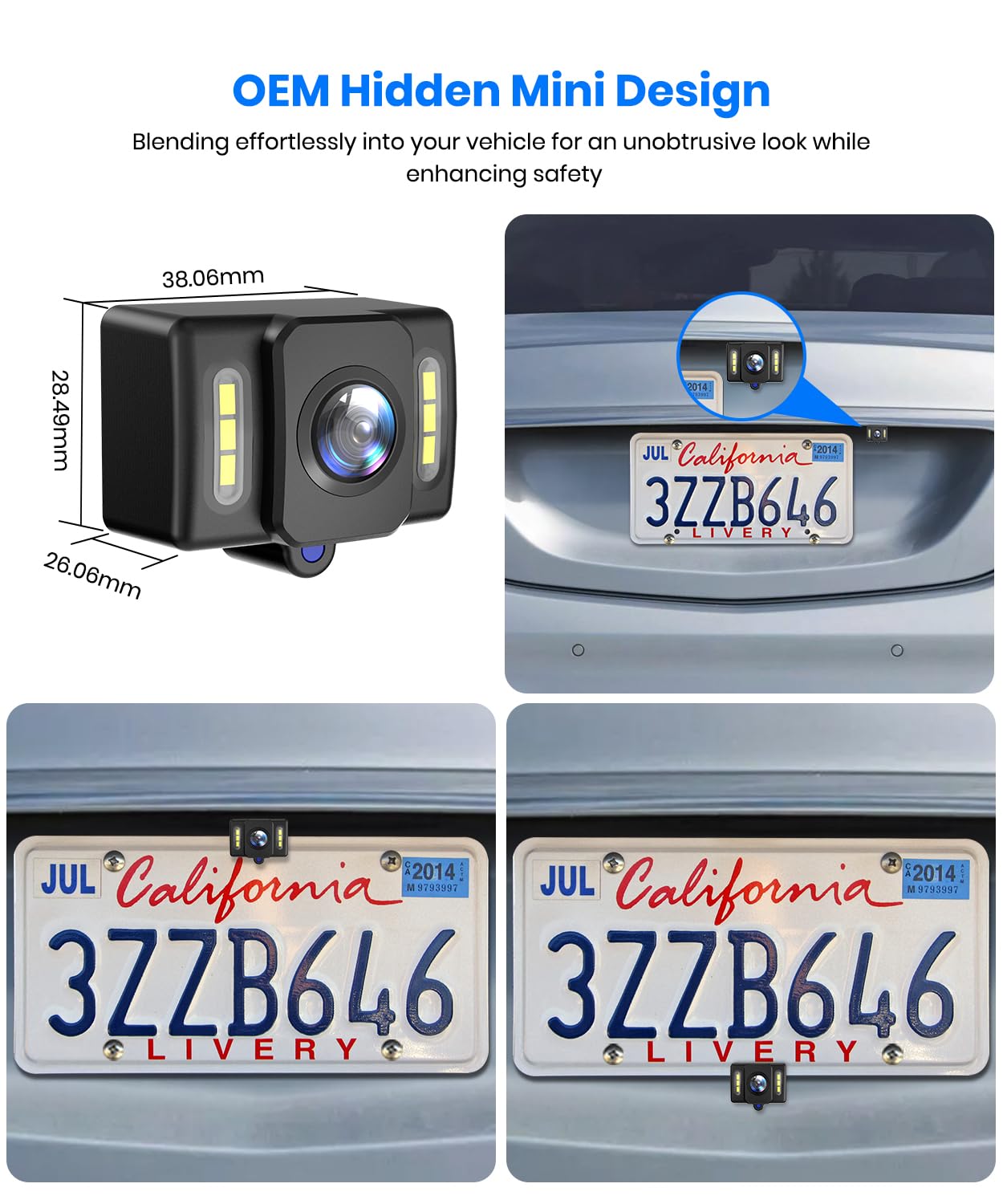 AUTO-VOX HD Backup Camera: OEM Wide Angle, LED Night Vision, IP69 Waterproof for Truck, SUV, Van, Trailer