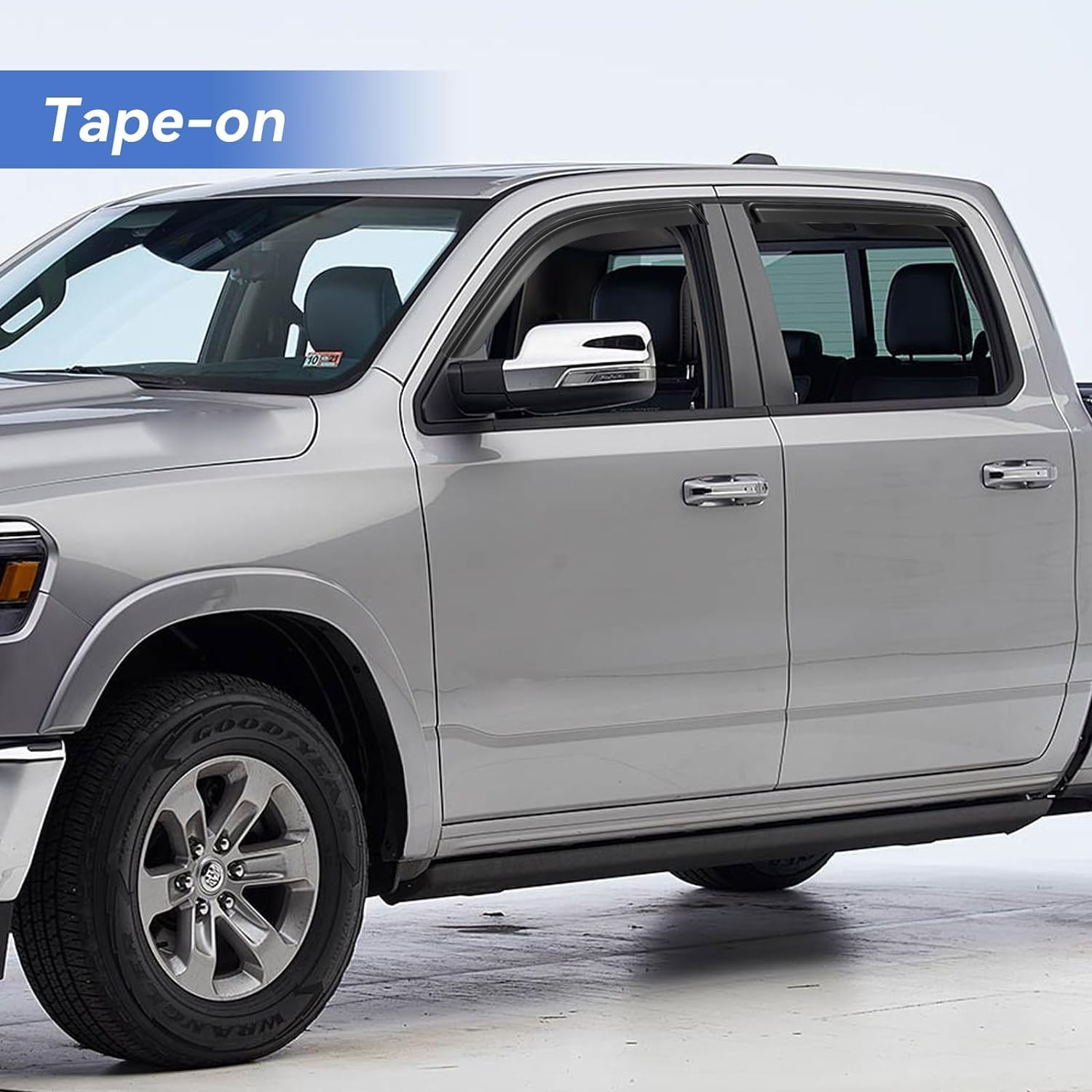 Window Visors Rain Guards for 2019-2025 Dodge Ram 1500 Crew Cab (New Body Style), Out-Channel Window Vent Wind Deflectors Visors