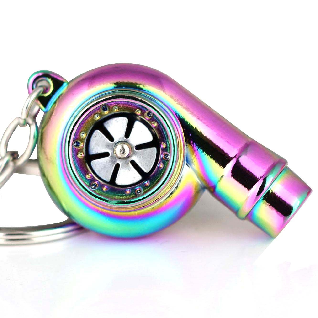 maycom Creative Spinning New Charming Polished Black Turbo Turbocharger Keychain Key Chain Ring Keyring Keyfob,make Whistle Soun