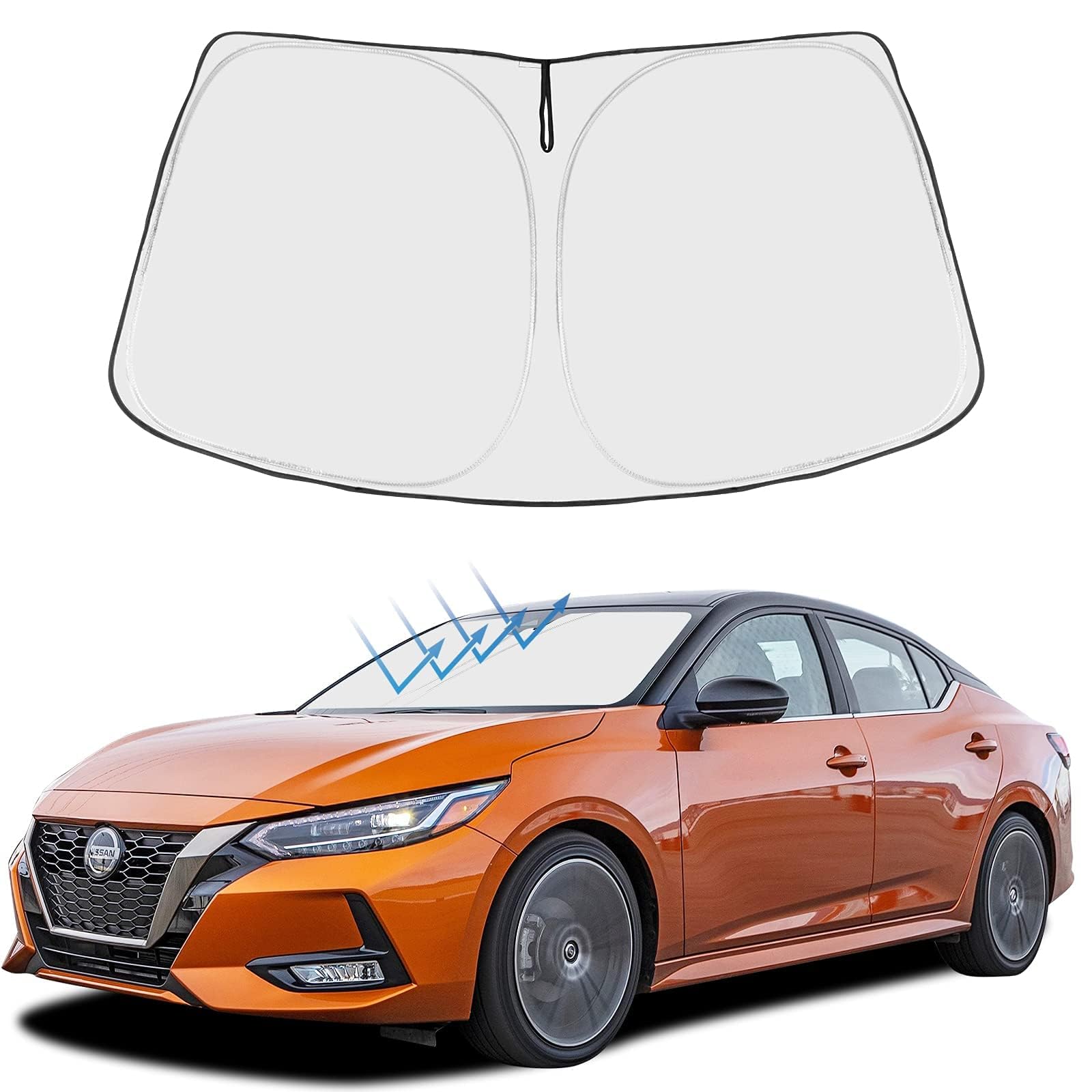 Proadsy Front Windshield Sun Shade Foldable Sunshde Protector Custom Fit 2024 2023 2022 2021 2020 Nissan Sentra S, Sv, Sr, Sedan