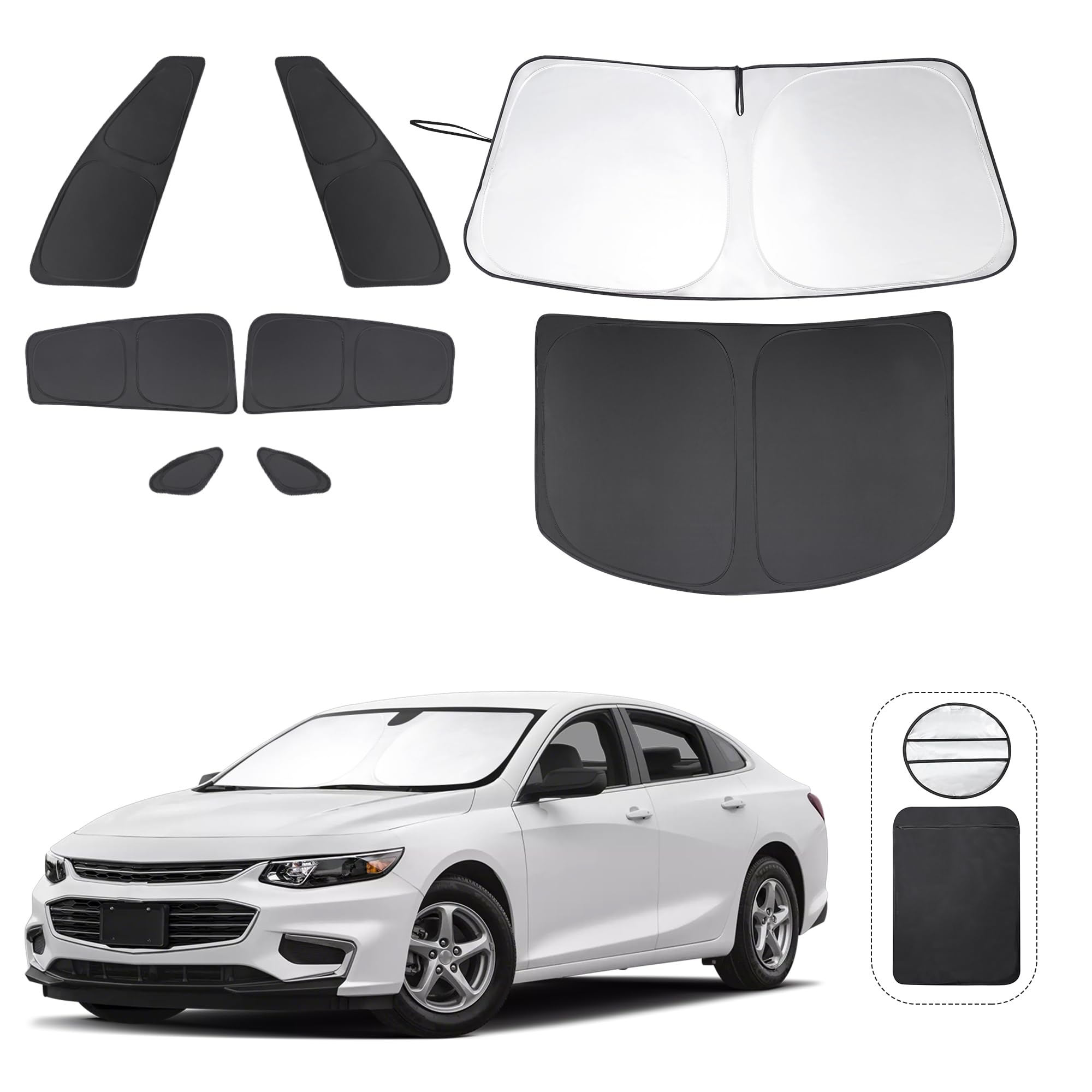TINGLU Window Shades for Chevrolet Malibu 2016-2025 Accessories Side Full Windows Cover Camping Rear Triangular Windshield Sun S