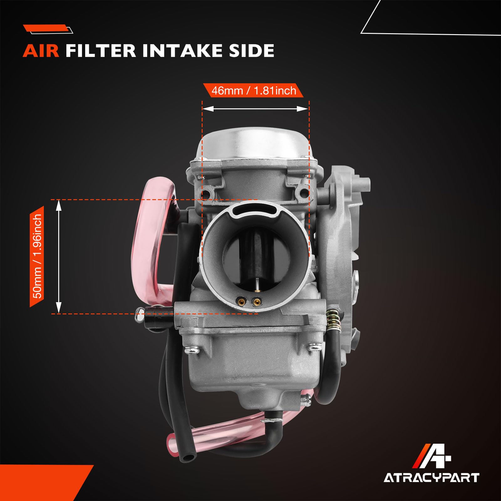ATRACYPART Carburetor Compatible with Arctic Cat 250/300 2001-2005, Includes Air Filter & Fuel Valve, Model A1555, Red/Green