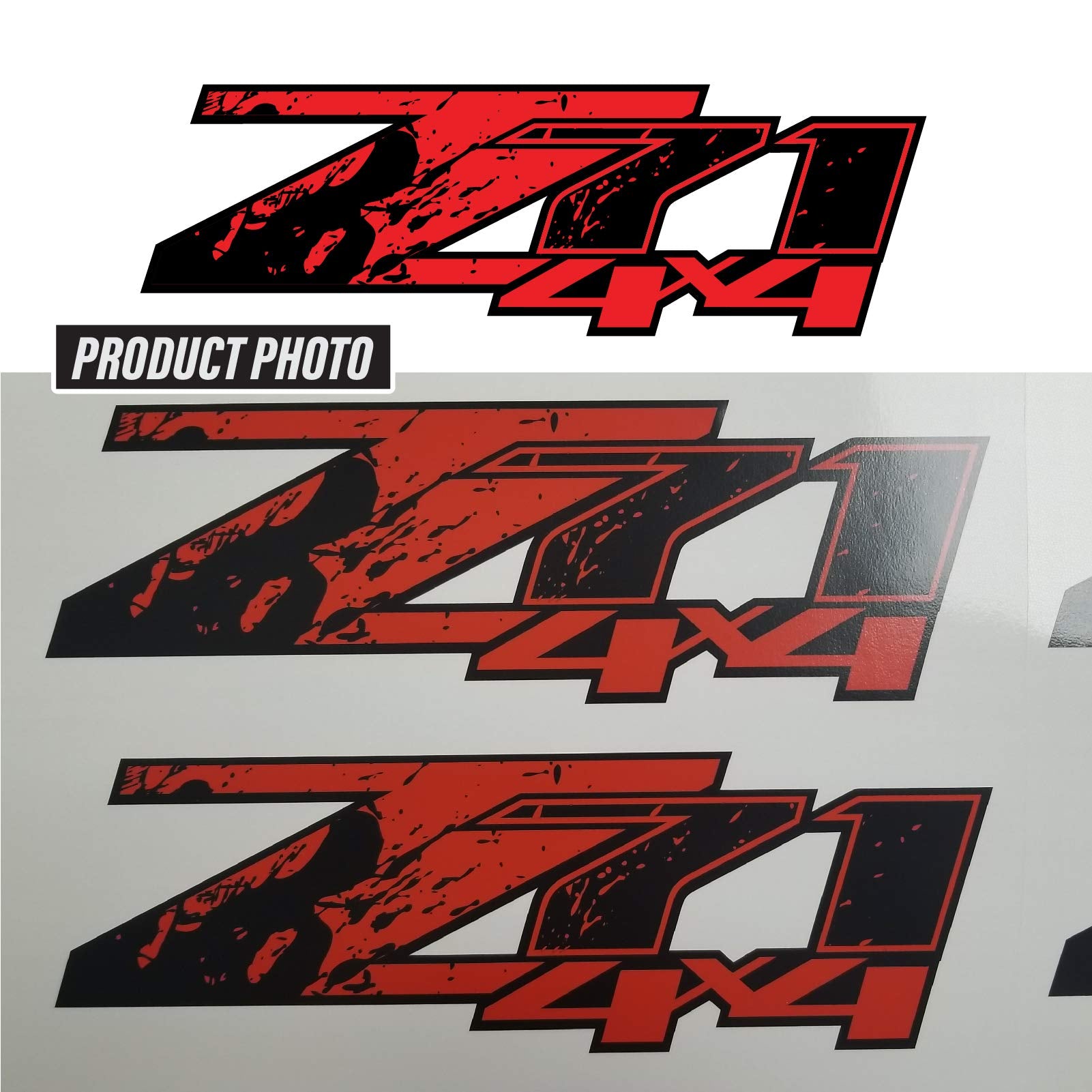 Z71 4X4 (Set Of 2 Decals) - F - 1500 2500 Hd Stickers (Z71 4X4 Red Splash)