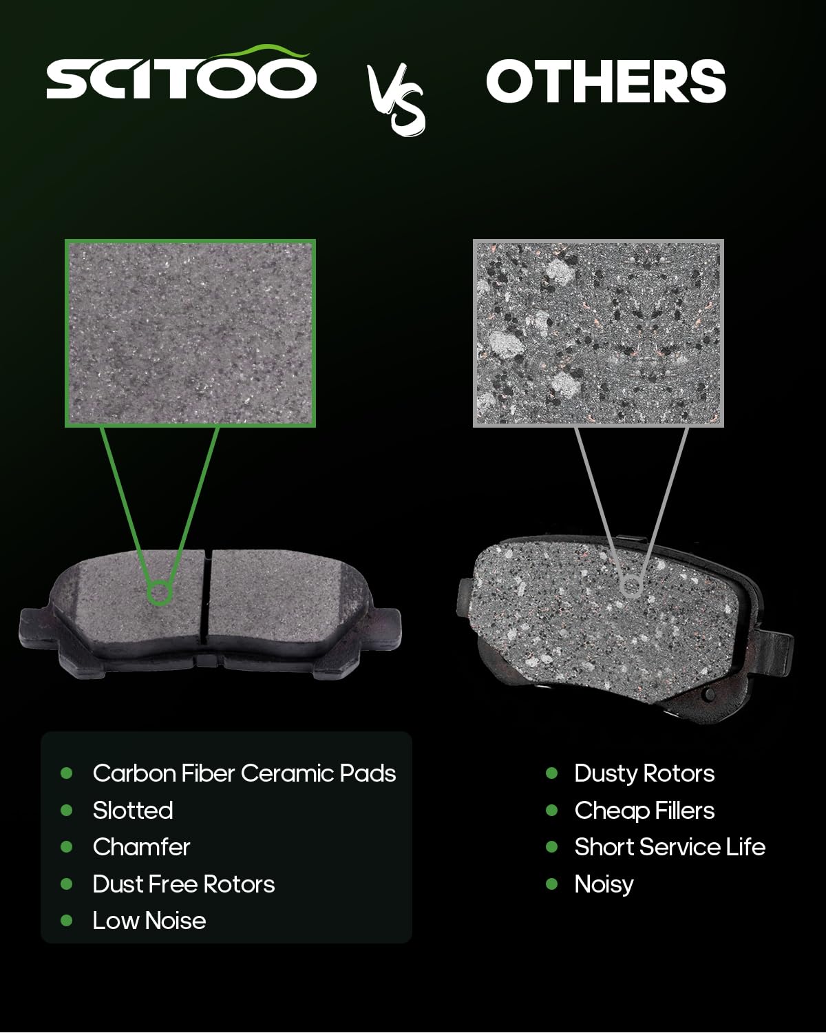 Scitoo Ceramic Front Rear Disc Brake Pad Set Fit For 2008-2013 For Toyota Highlander