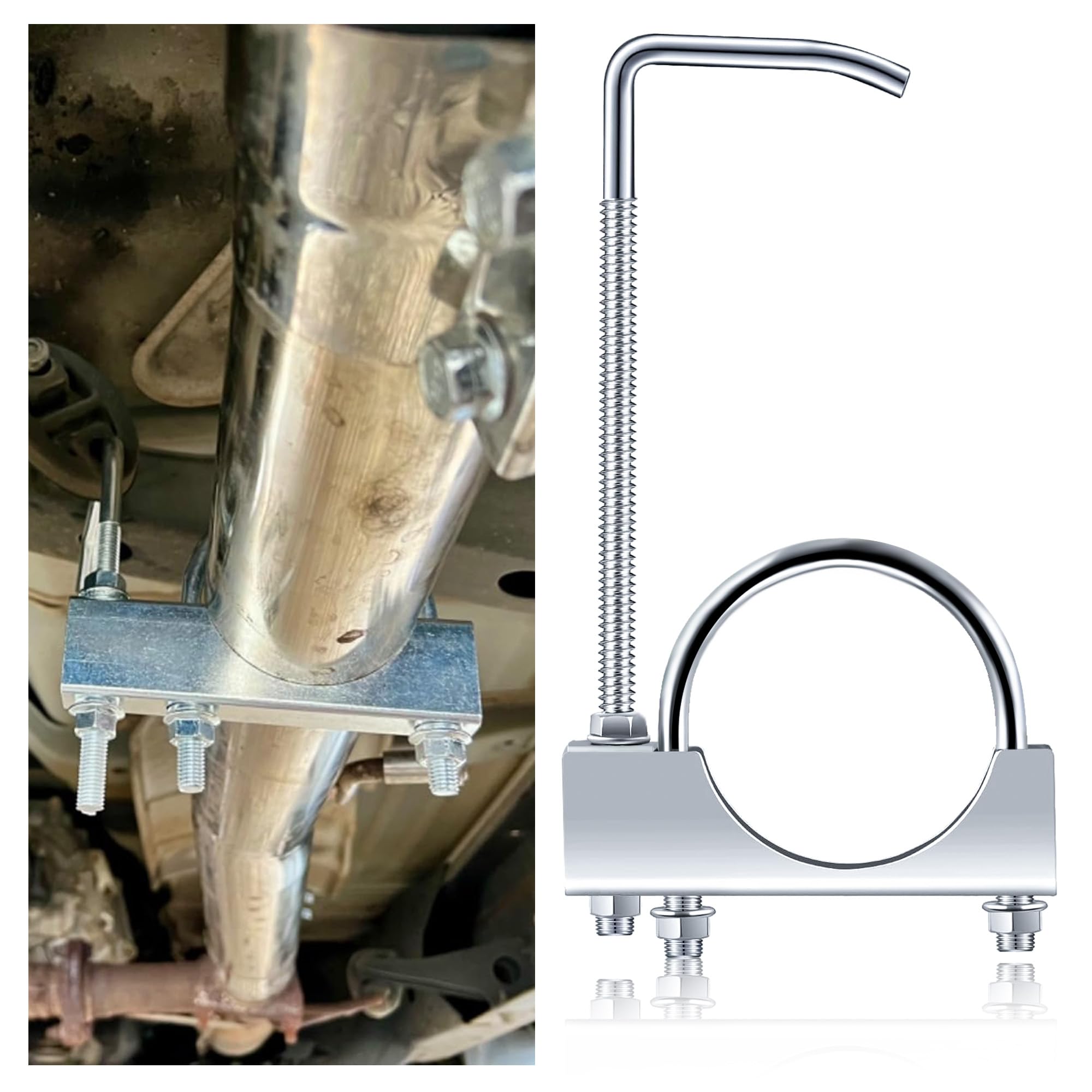 2.25 inch Exhaust Clamp with Hanger,Heavy Duty Exhaust Hanger with Clamp for 2-1/4 Exhaust Pipe,Universal Muffler Hanger Automot