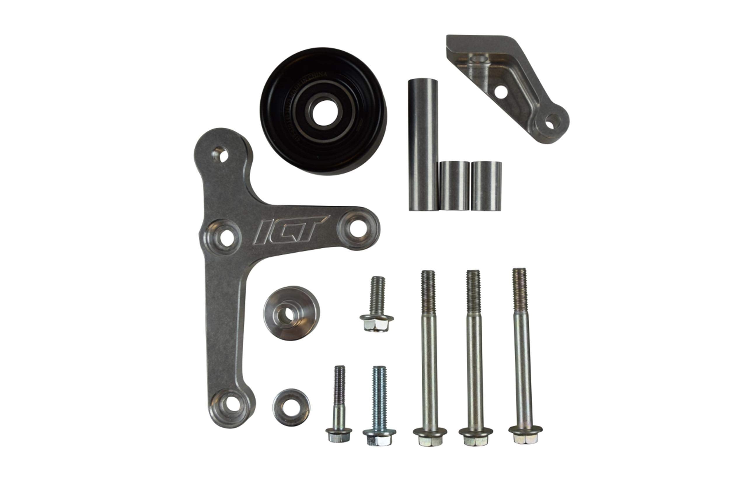 Ict Billet Ls Alternator Bracket Complete W/Idler Pulley Factory Low Mount Compatible With Chevy Camaro Gto Cnc Machined Aluminu