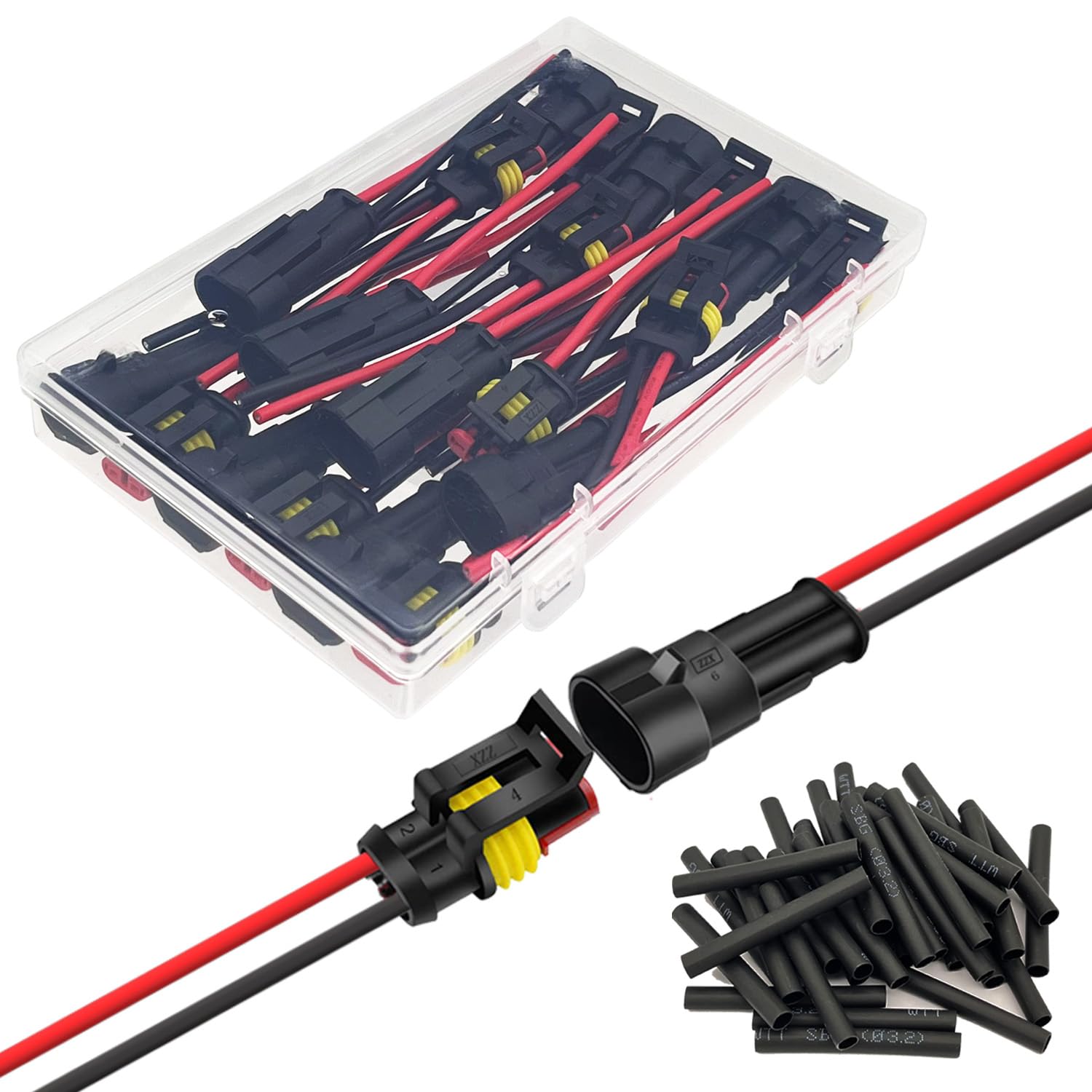 Twippo 10 Kit 16 AWG 2 Pin Connector Waterproof Wire Connectors 2 Pin Automotive Electrical Connectors Quick Disconnect 2 Wire C