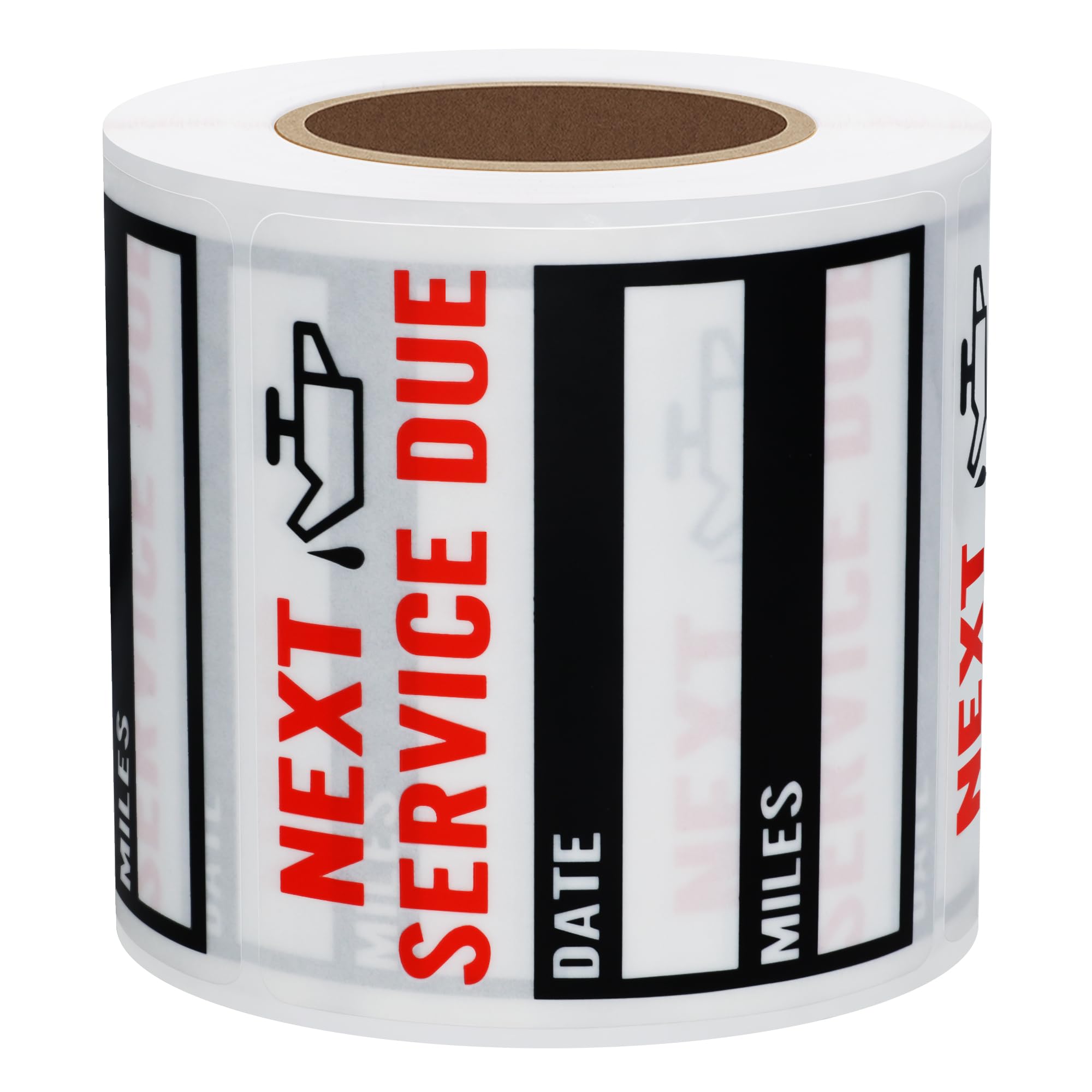 Hybsk 200Pcs Transparent Oil Change/Service Reminder Stickers 2 ''X2 '' Premium Quality Clear Pet Oil Change Stickers (Black)