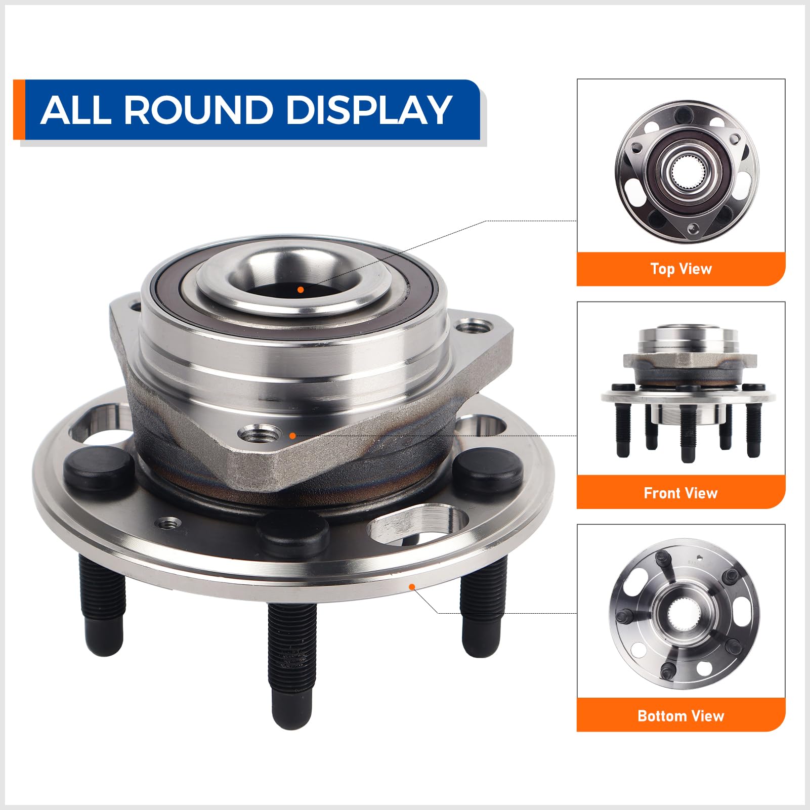 Macel 513288 Front Or Rear Wheel Hub Bearing Assembly Compatible With Chevy Malibu, Chevy Impala, Chevy Equinox, Gmc Terrain Buick Lacrosse, Cadillac Xts Cts, Buick Regal, 5 Lugs W/Abs