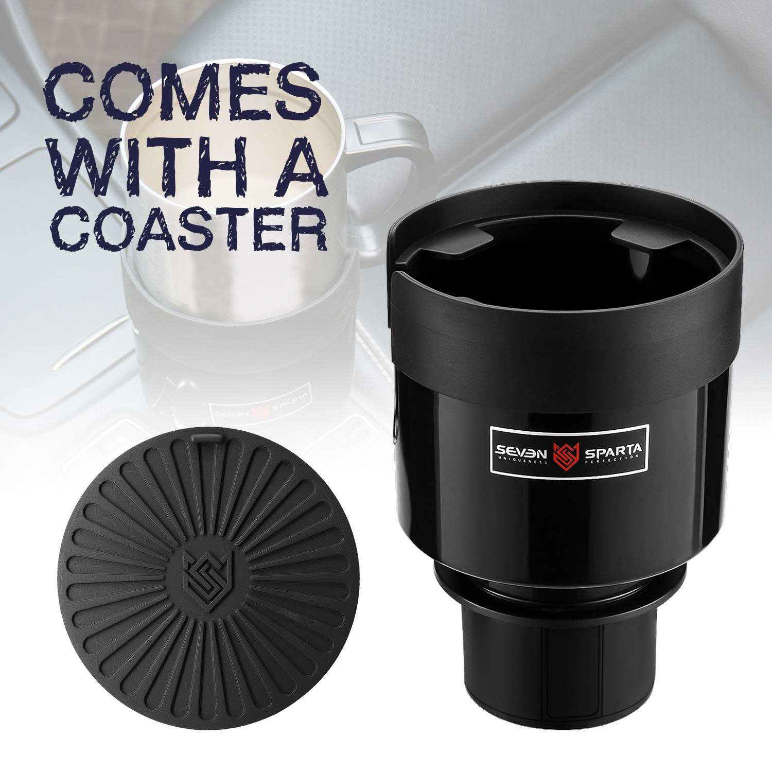 Seven Sparta Car Cup Holder Expander With Adjustable Base, Compatible With Hydro Flasks 32/40 Ounce, Compatible With Yeti Ramble