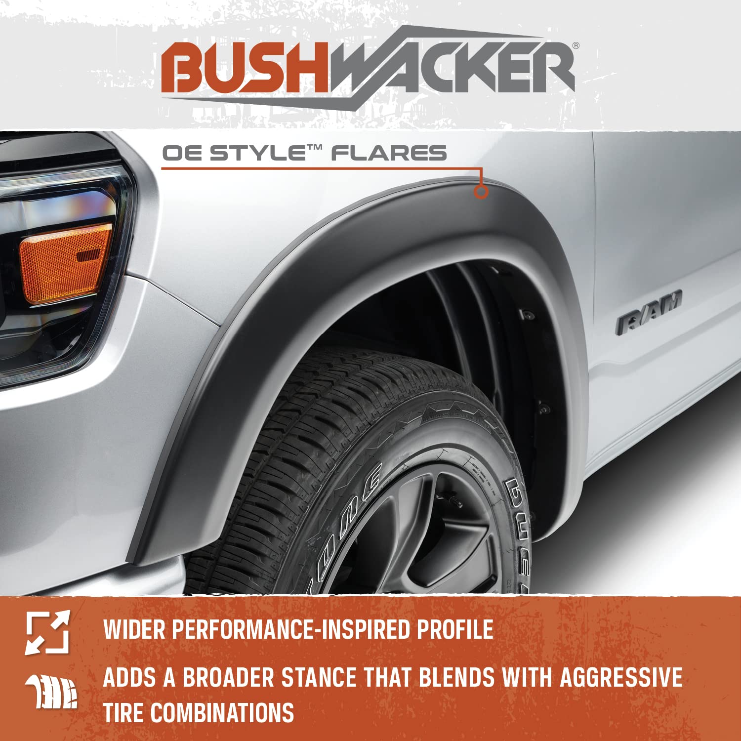 Bushwacker OE Style Factory Front & Rear Fender Flares | 4-Piece Set, Black, Smooth Finish | 40996-02 | Fits 2019-2024 Chevrolet