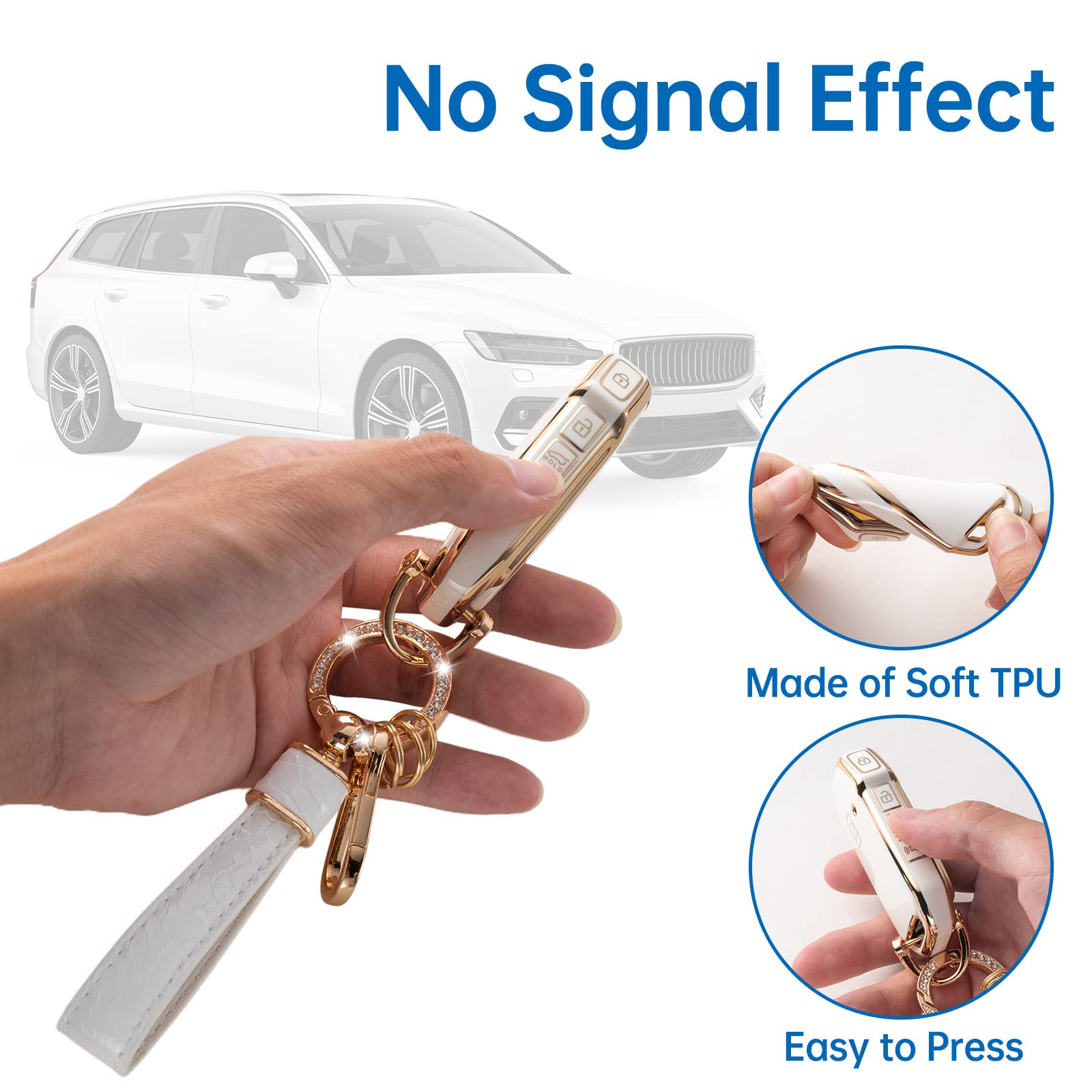 Cacarlike For Kia Key Fob Cover With Kia Keychain, Car Key Fob Case Compatible With Kia Cerato Ceed Forte Niro Sorento Seltos Sp