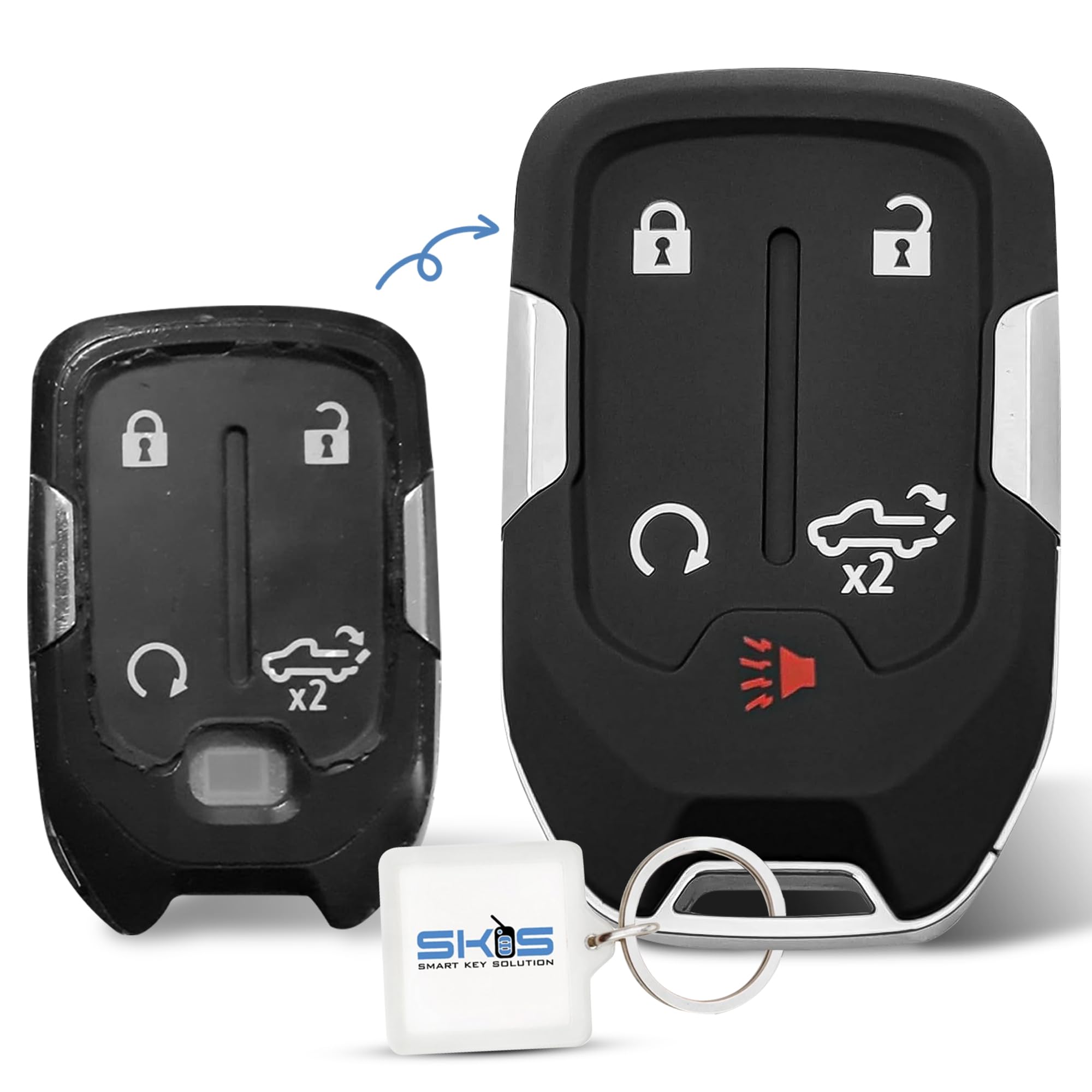Key Fob Shell, Replacement Smart Remote Key Case Cover 5 Buttons for 2019-2024 GMC Sierra Chevy Silverado HYQ1EA HYQ1ES