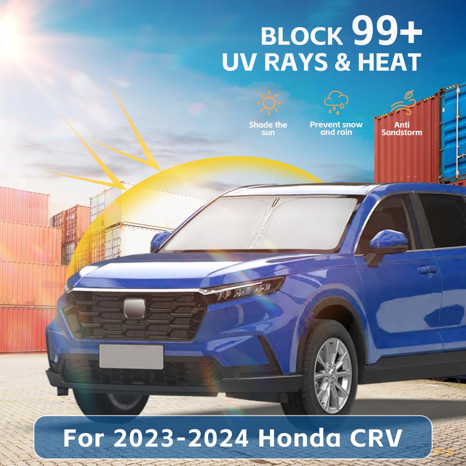 For Honda Crv 2023 2024 2025 Windshield Sunshade Cr-V Accessories Sunshade Front Window Shade Custom Fit Crv Sun Visor Foldable