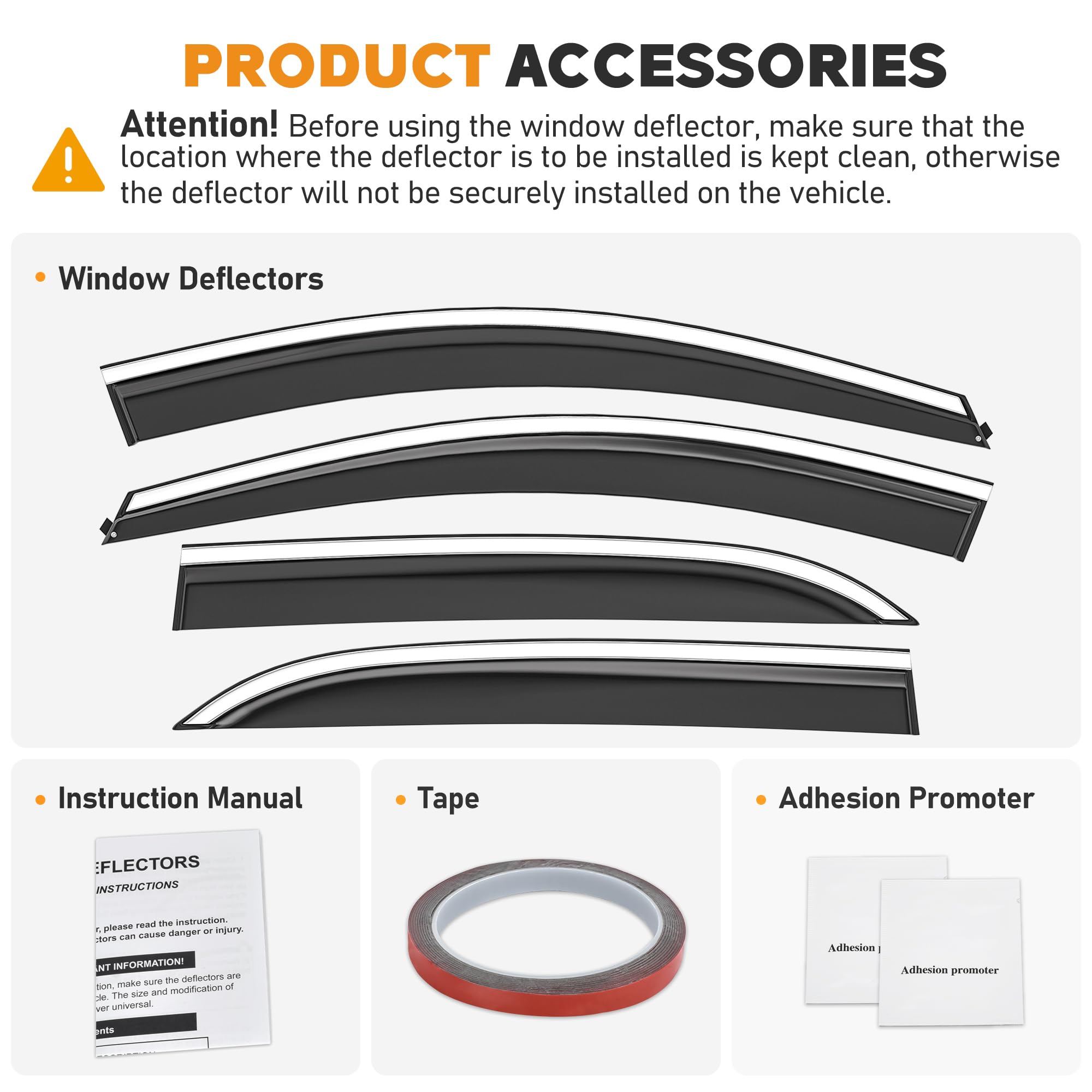 Hope You Ready Shatterproof Tape-On Window Rain Guards Fit For 2018-2024 Chevrolet (Chevy) Equinox, Extra Durable Window Deflect