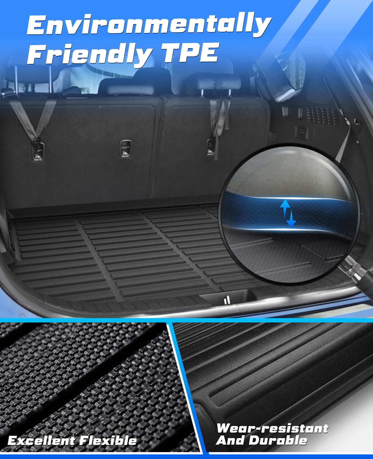 Sunsdrew Cargo Liner for Hyundai Santa Fe 2021 2022 2023 Santa Fe Hybrid/Santa Fe Plug-in Hybrid 2022 2023 Accessories All Weath