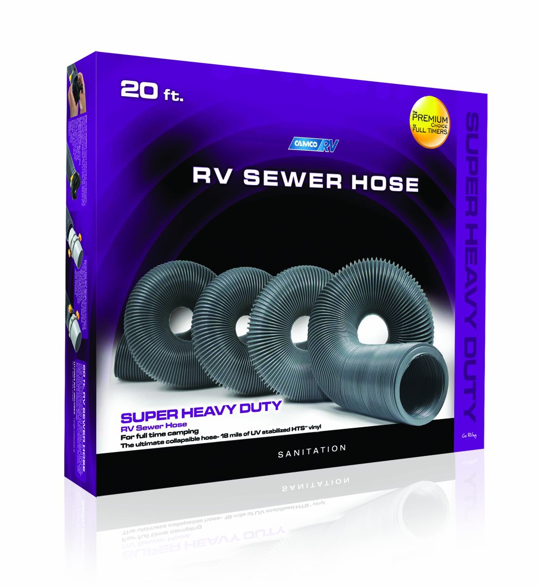 Camco 39651 3965 Durable High Tensile Strength Sewer Steel Wire Core, 20'Hose With 18 Mils Of Hts Vinyl, Simple And Easy Storage