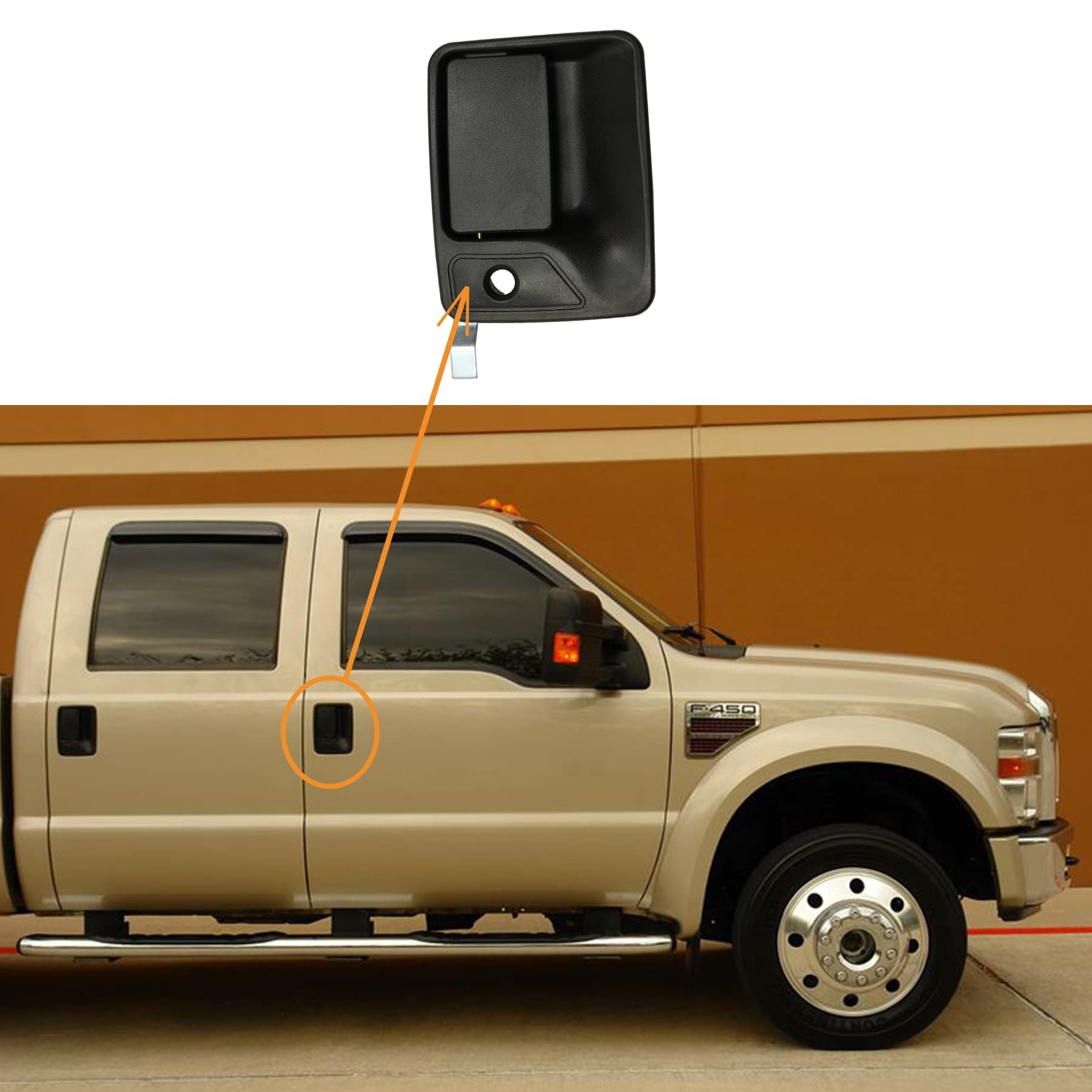 Exterior Door Handle, Compatible With 1999-2016 Ford F-250 F-350 F-450 F-550 Super Duty, Front Outside Right Passenger Side With