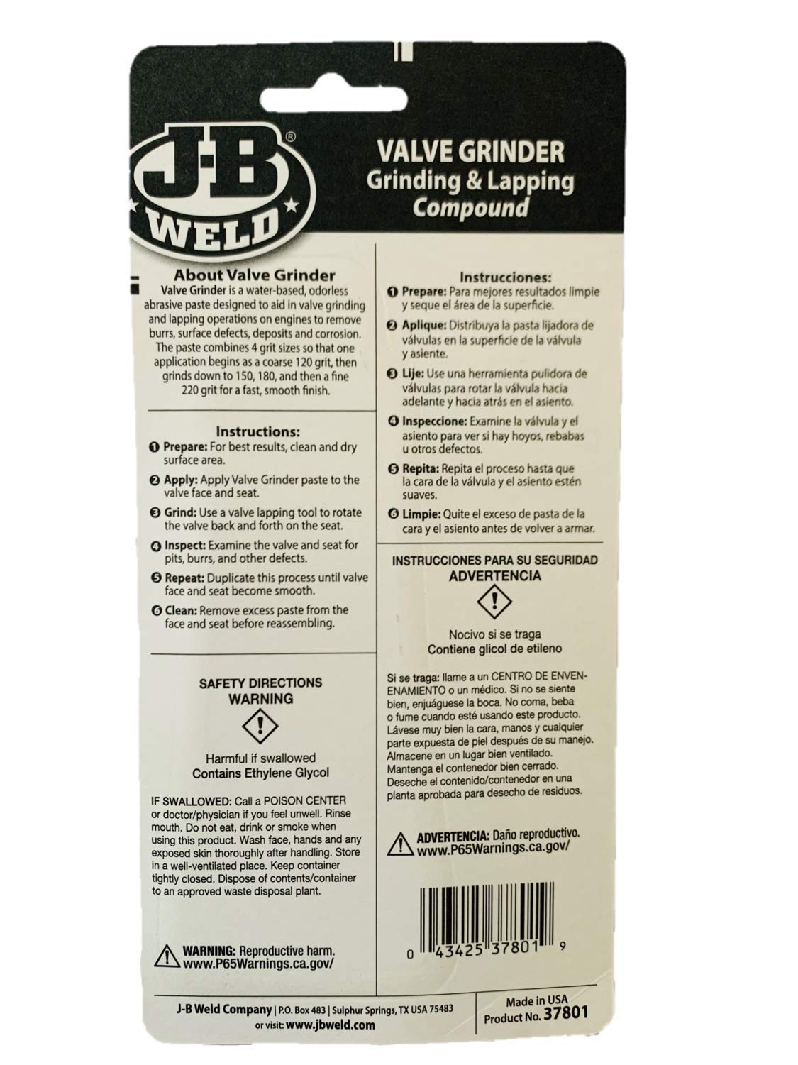 J-B Weld Valve Grinding Compound Carded 1.5 Oz.