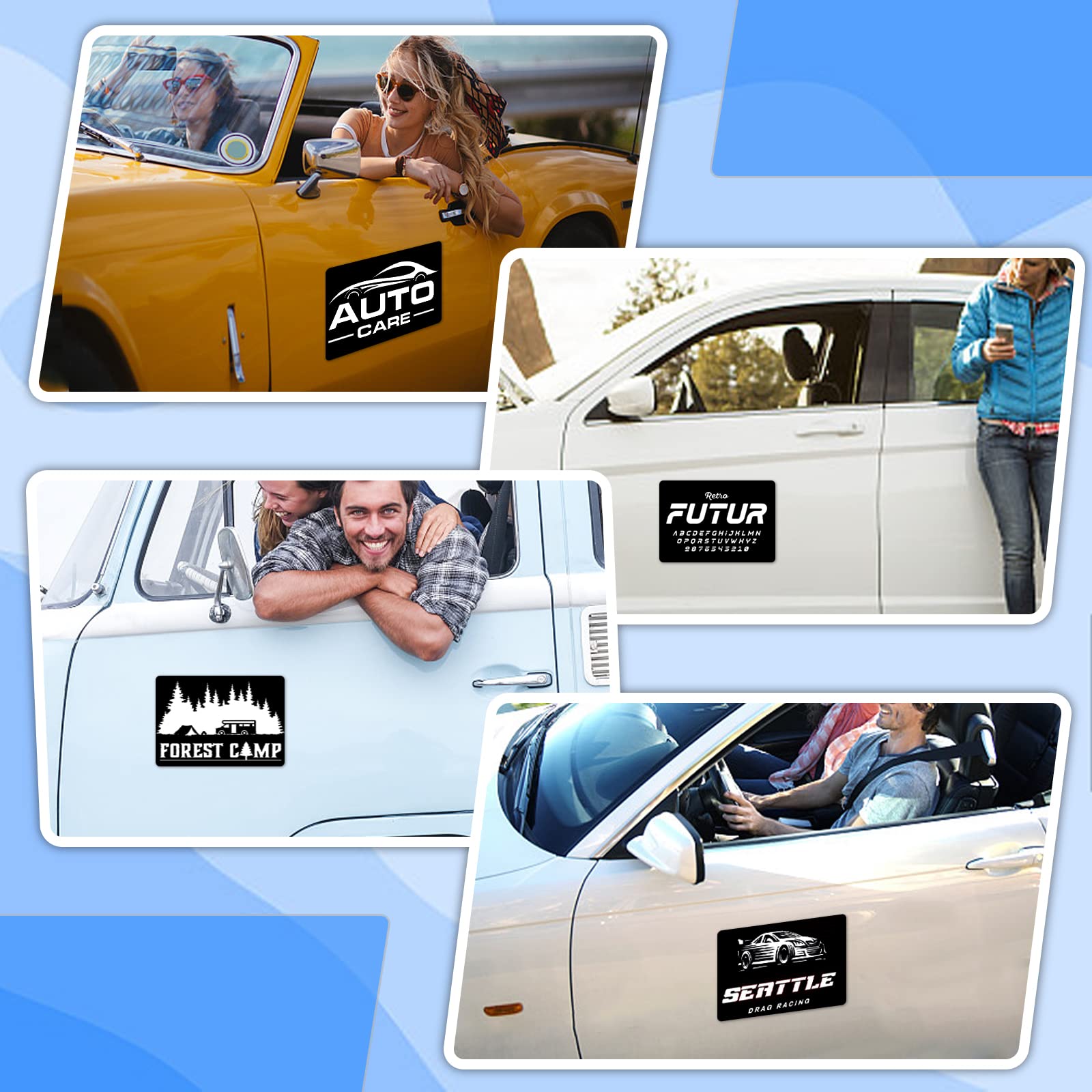 XYK 2 Pack Black Car Magnets - 50 mil Vinyl, Rounded Corners, Prevent Scratches & Dents, Ideal for Business Advertising