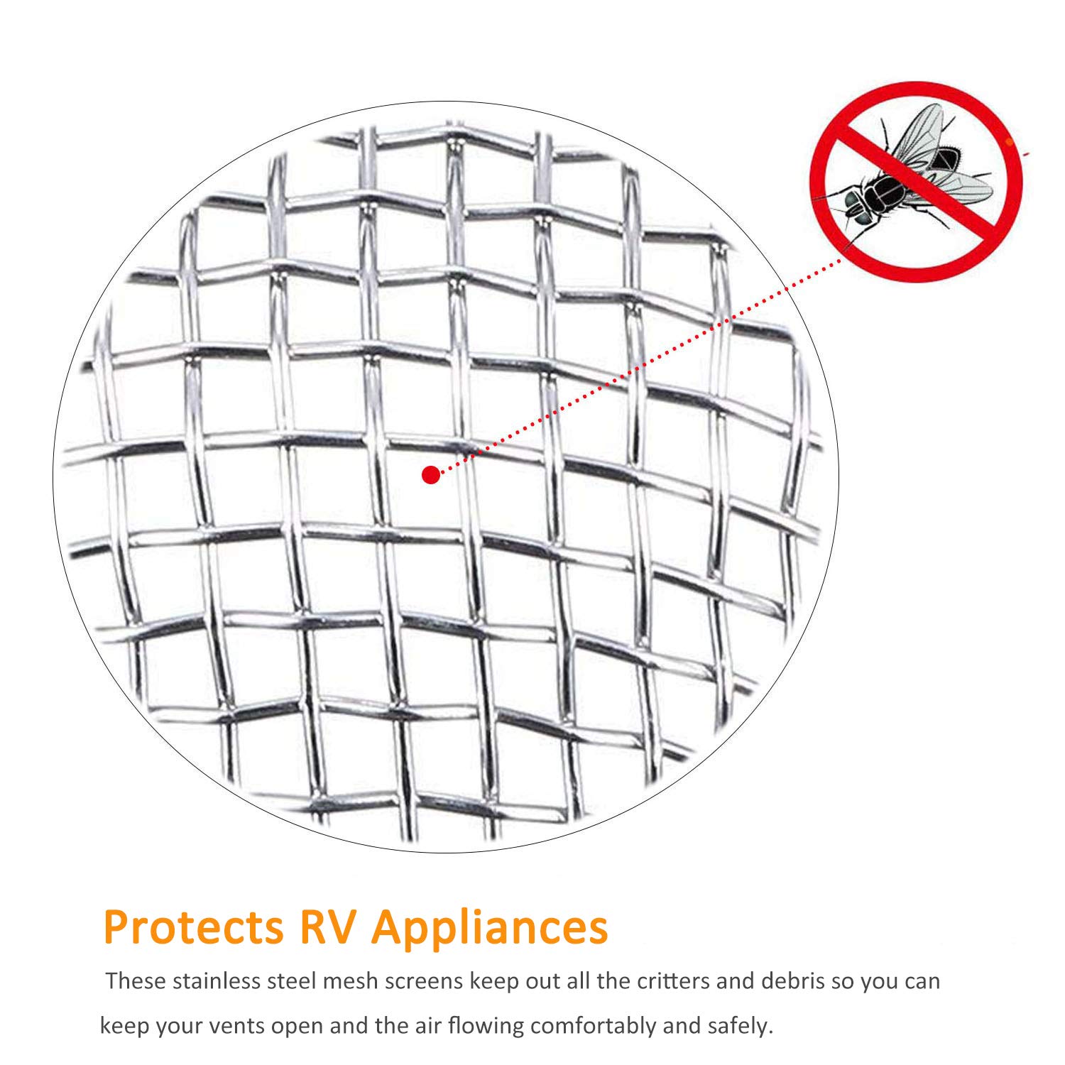 RV Furnace Screen for RV Water Heater Vent Cover, Stainless Steel Mesh with Installation Tool