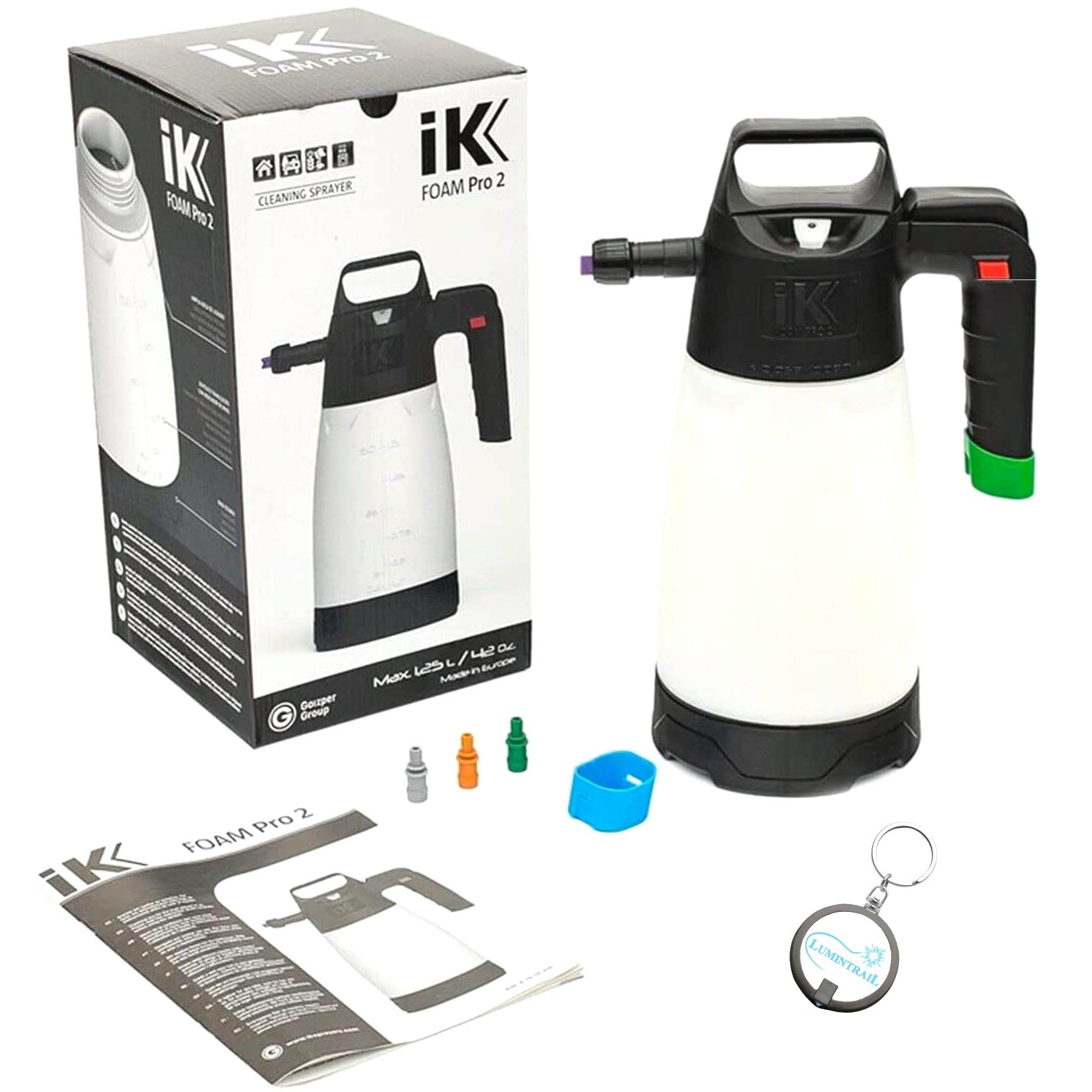 iK Foam PRO 2 Pump Sprayer, Professional Spray Bottle for Automotive Cleaning, Detailing, and Industrial Cleaning, Bundle with a
