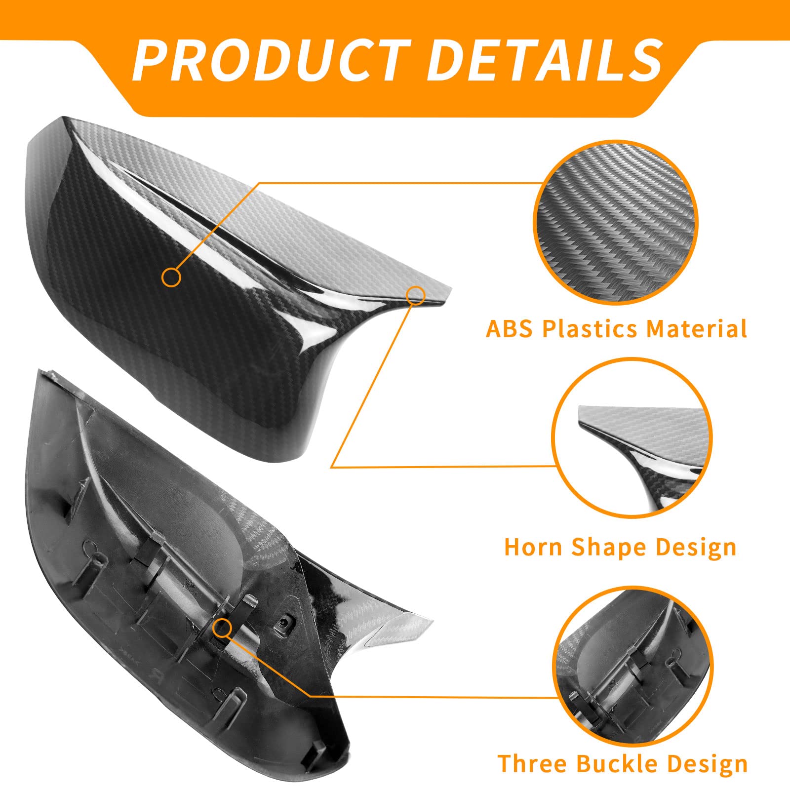 Carbon Fiber Door Mirror Cover Caps Compatible With Infiniti - Left & Right Rearview Mirror Caps Replacement For Infiniti Q50 Sedan 2014-2020 Q60 Q70 Qx30 Qx50 2015-2020 Mirror Covers (Carbon Fiber)
