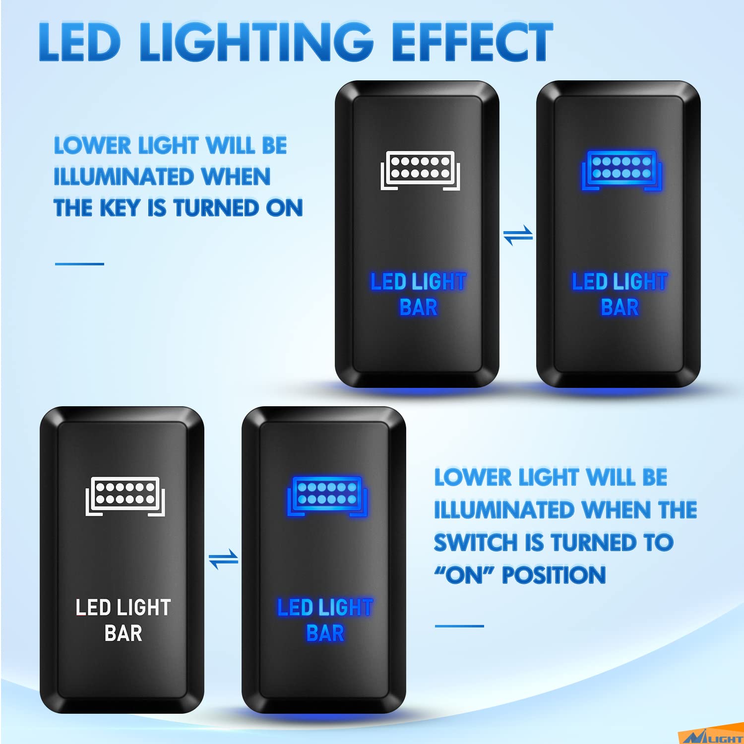 Nilight Led Light Bar Push Button Switch 12V On Off Switch With Connector Wire Kit 1.54'' X 0.83'' Replacement For Toyota Tacoma