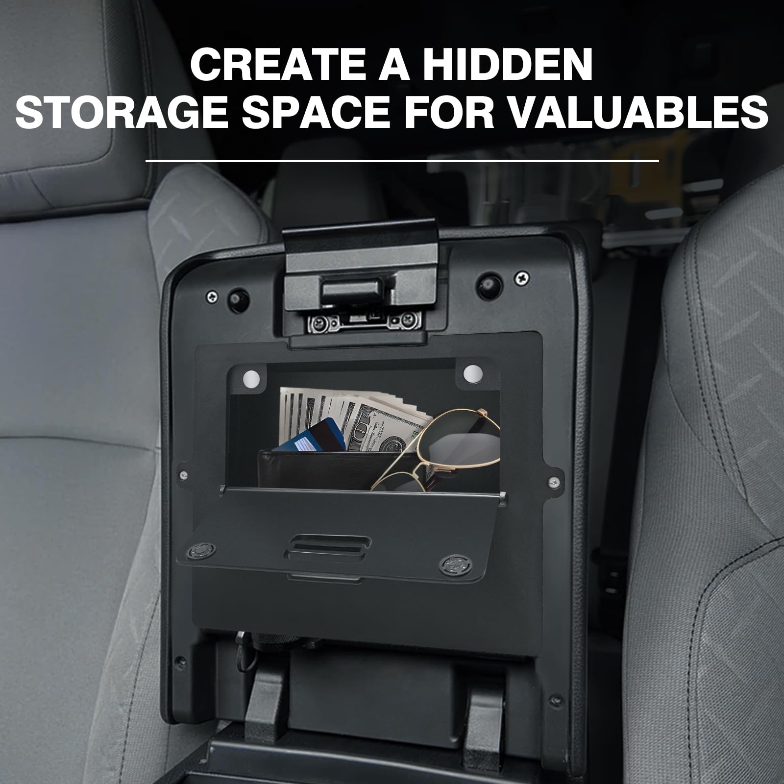 Muslogy Center Console Hidden Organizer Compatible With 2024+Toyota Tacoma Accessories Magnet Armrest Hidden Storage Box Middle