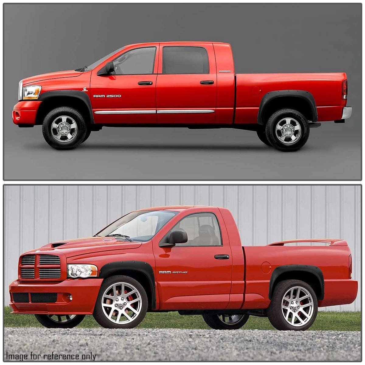 Auto Dynasty Fender Flares Compatible with Dodge Ram 1500 2500 3500 2002-2009, Wheel Flares Set Paintable Grain Textured Black F