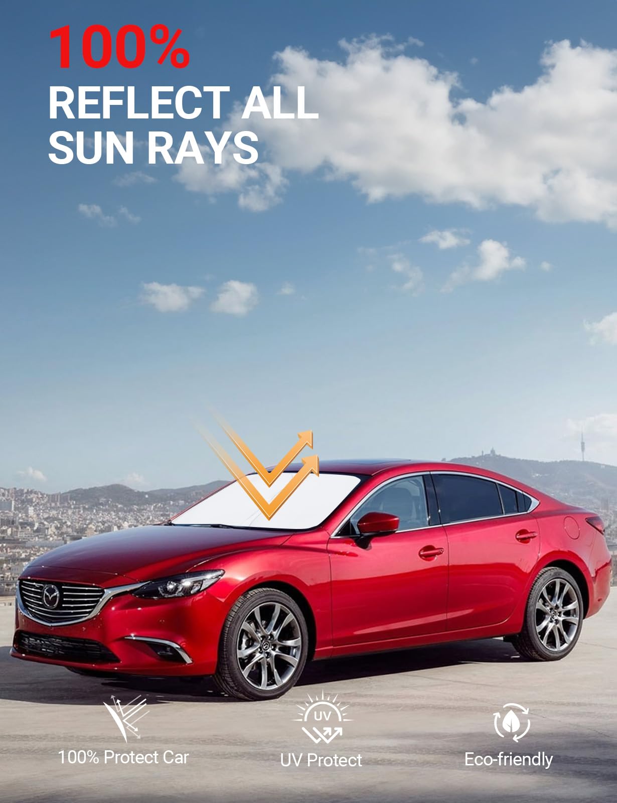 Proadsy Front Windshield Sun Shade Foldable Sunshade Protector Custom Fit 2014-2021 Mazda 6 Mazda6 Sedan, Sport, Touring, Grand