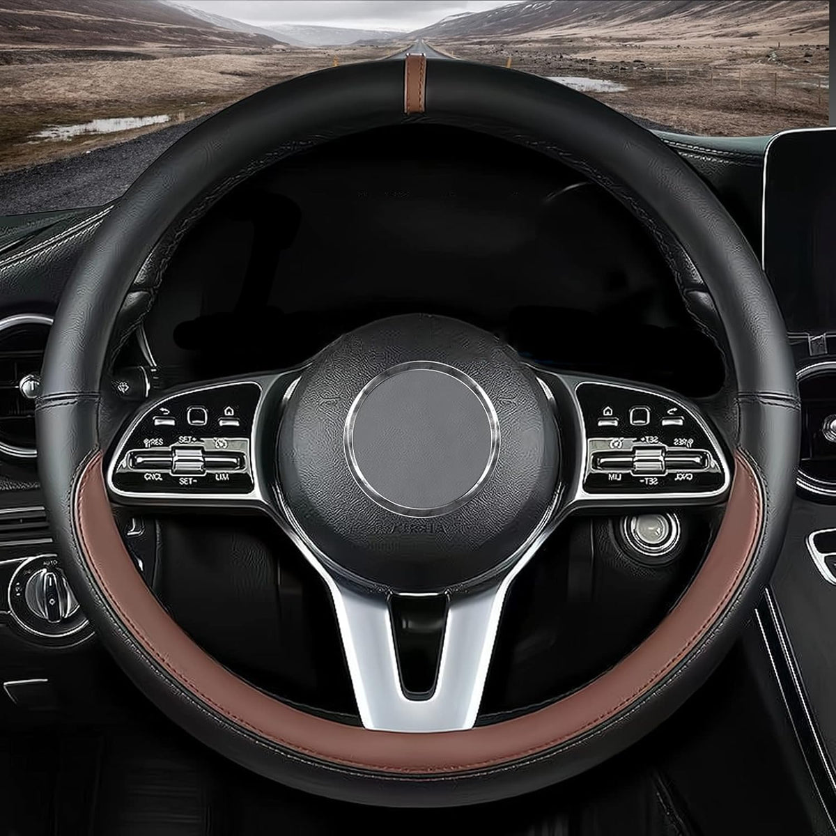 Custom Fit For Honda Car Steering Wheel Cover, Nappa Leather Car Steering Wheel Cover Non-Slip Steering Wheel Cover, Designed Fo