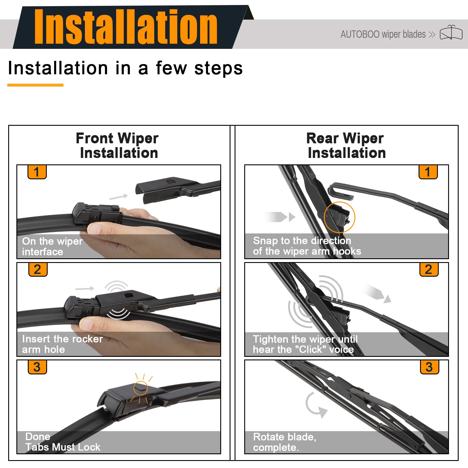 Autoboo 26''+14'' Windshield Wipers With 10'' Rear Wiper Blades Replacement For Chevrolet Trax 2013-2021 2022 2023,Buick Encore