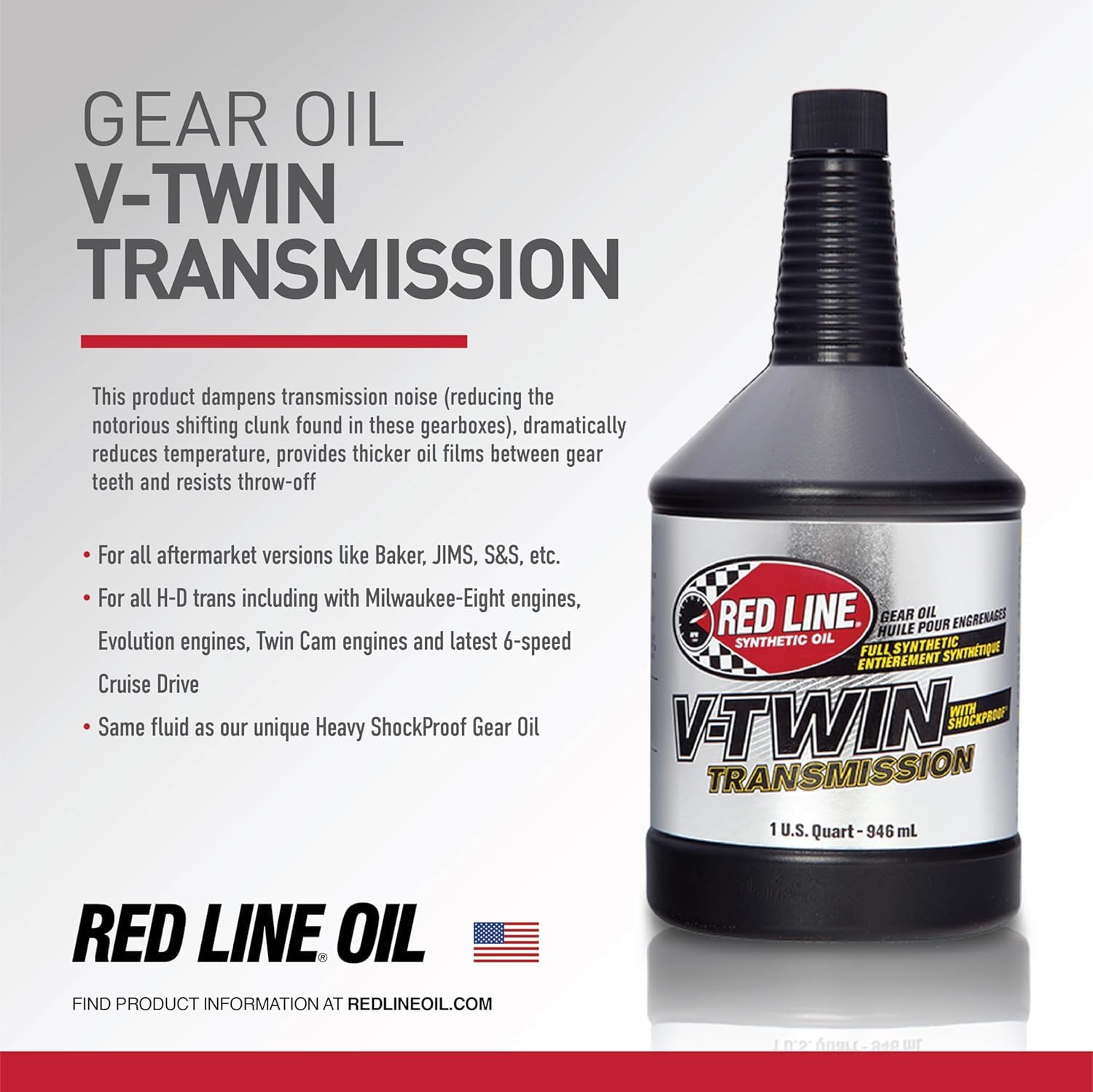 Red Line 42804 V-Twin Transmission Oil With Shockproof - 4 Quarts