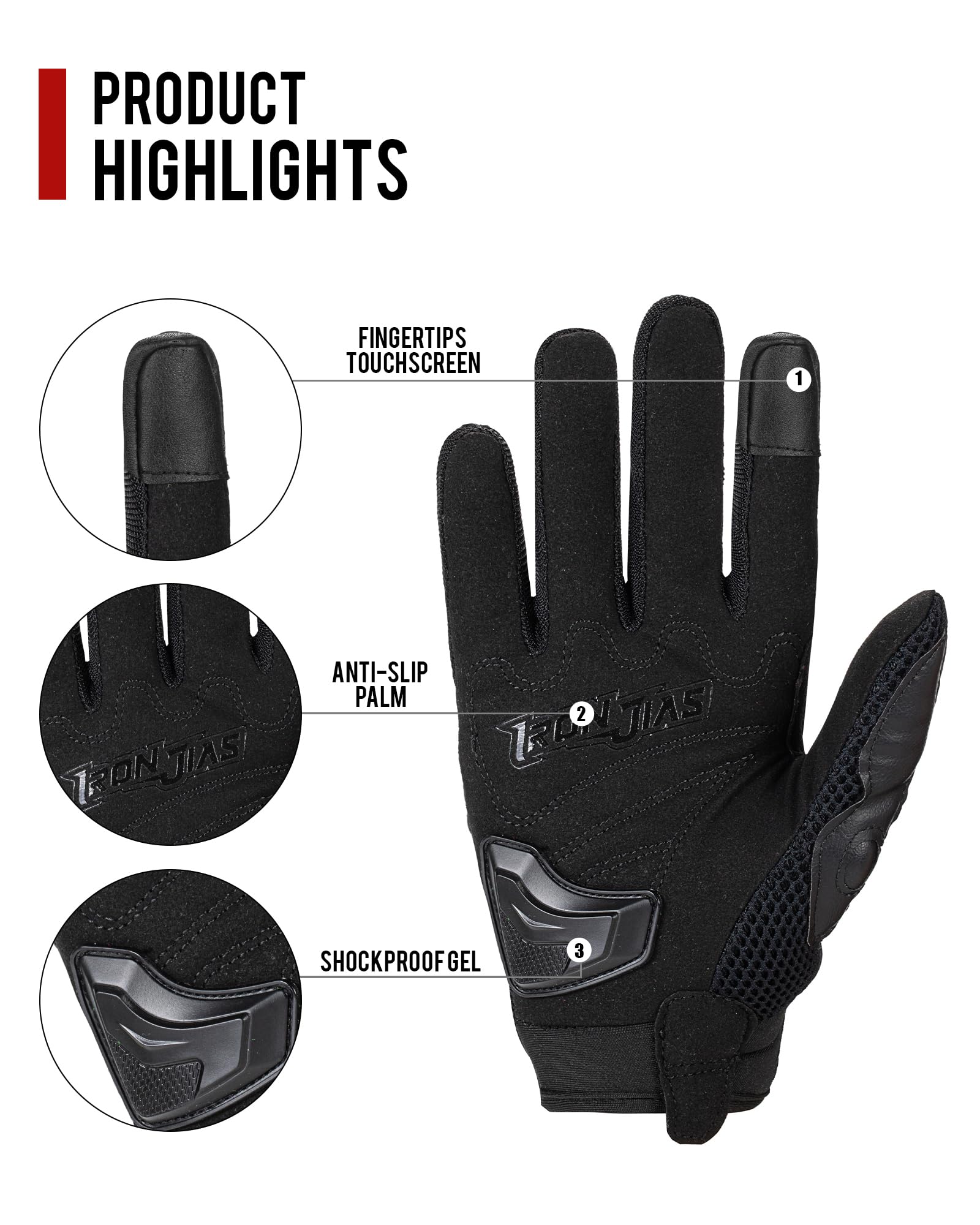 Borleni Motorcycle Gloves Touch Screen For Men Women Padding Hard Knuckle Cycling Motorbike Atv Hiking Riding Climbing Glove