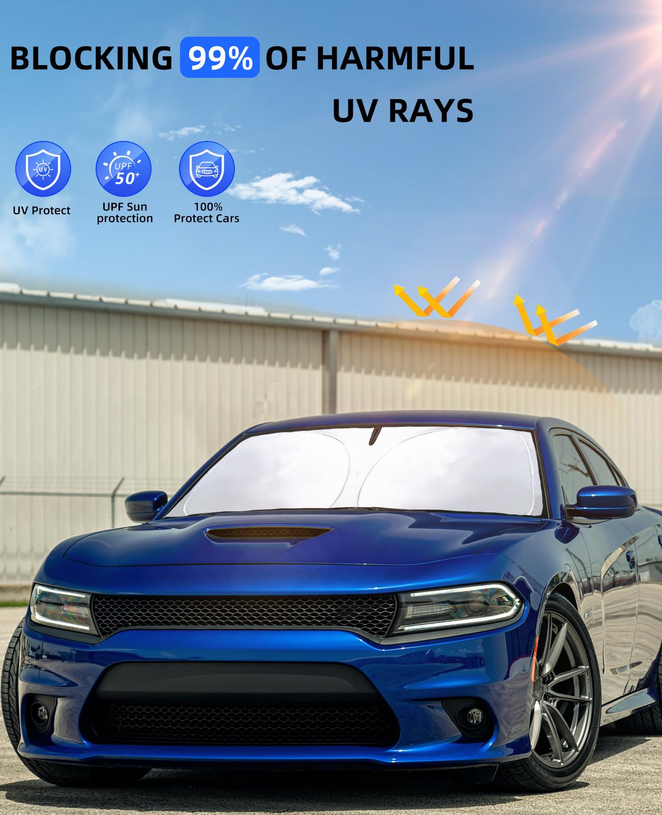 For Charger 2024 Windshield Cover Sunshade Foldable Shield For Dodge Charger 2023, For Dodge Challenger 2006-2022 Front Window S