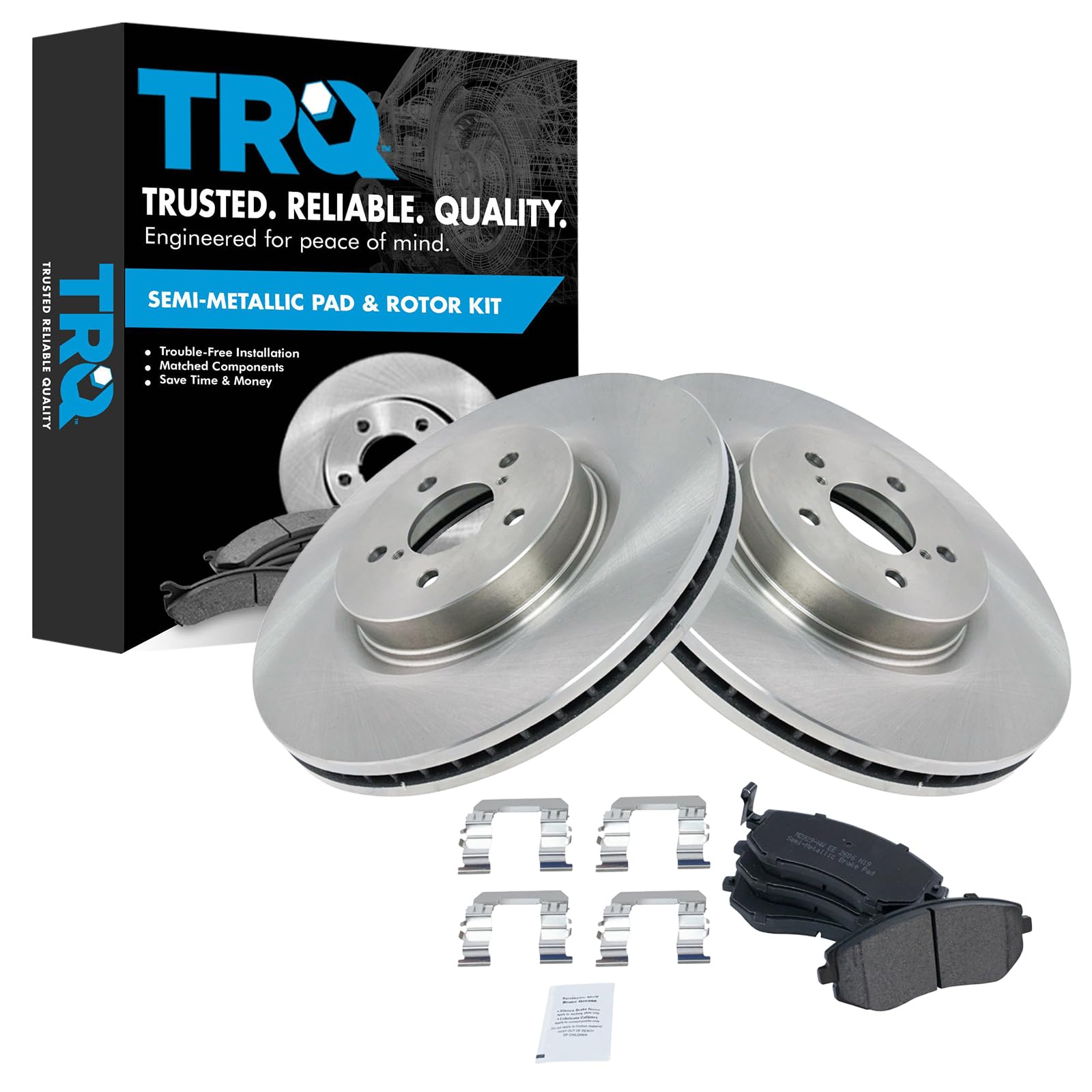 Trq Front Brake Pad & Rotor Kit Brake Pads Brake Rotor Semi-Metallic Compatible With 2009 Subaru Legacy