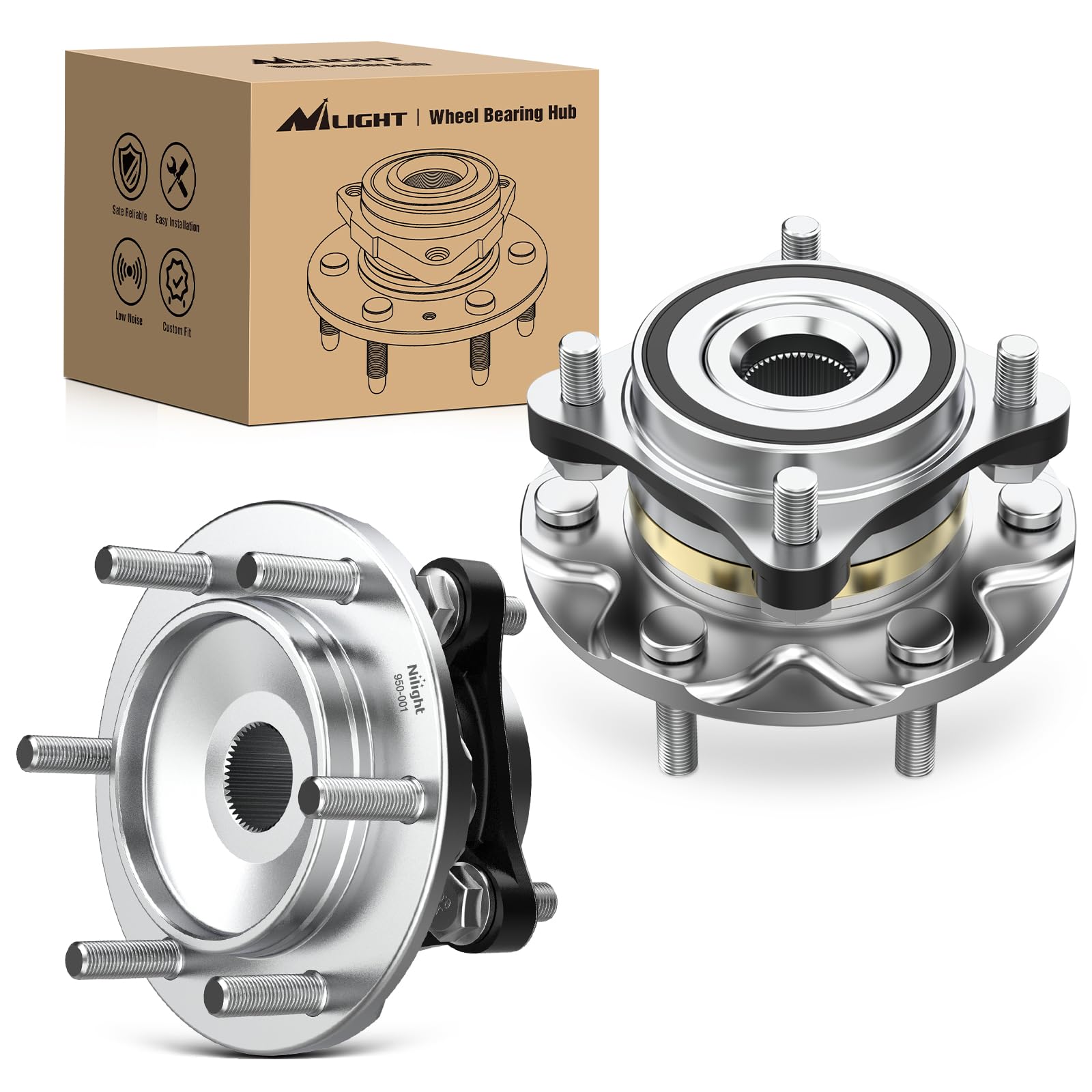 Nilight Front Wheel Bearing and Hub Assembly for Toyota Tacoma 2005-2018, 4Runner 2003-2018, FJ Cruiser 2007-2014, Lexus GX460 2