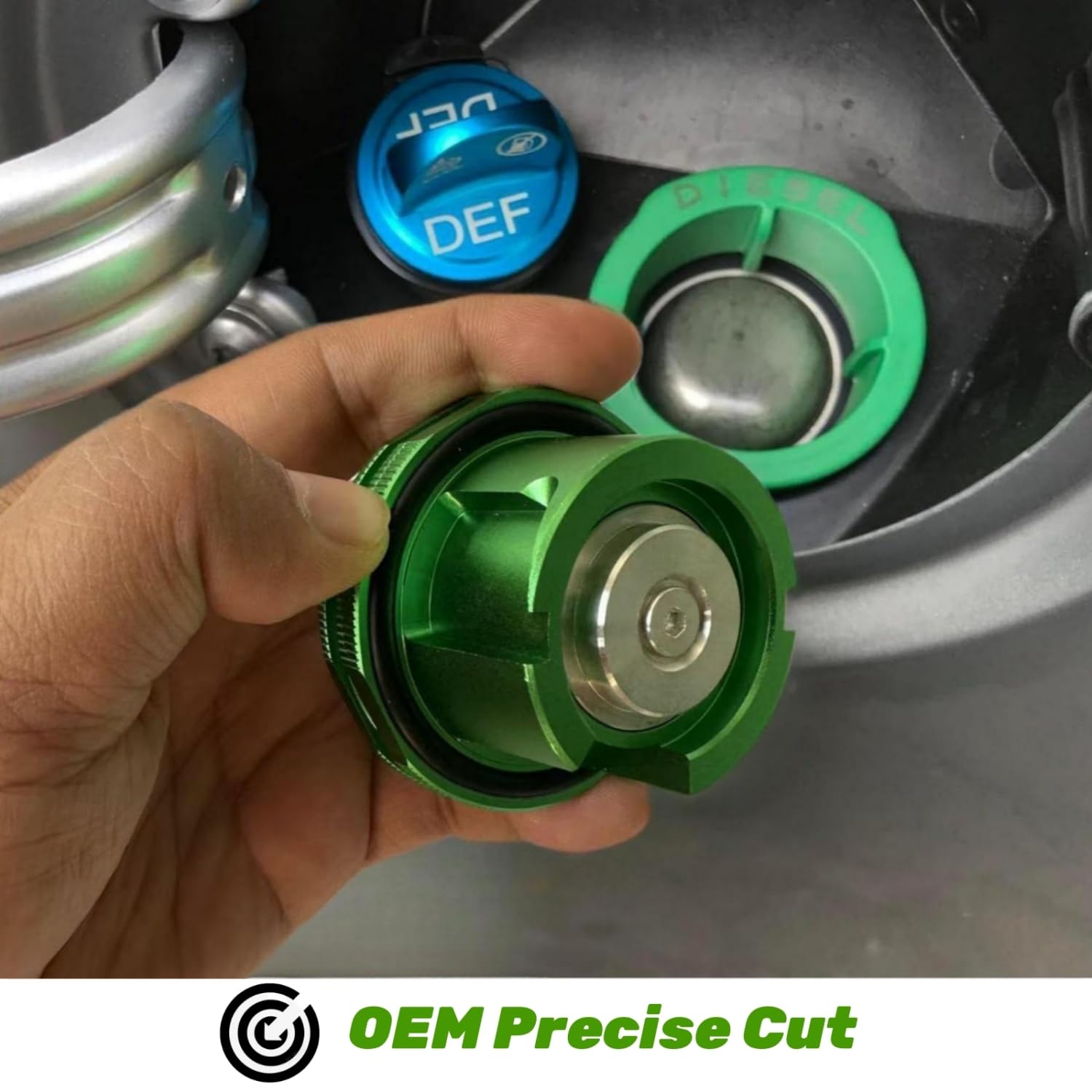 JOJOY LUX Diesel Fuel Cap - Magnetic Green Aluminum Replacement for 2019-2024 Ram 1500 2500 3500 - Durable Automotive Accessory