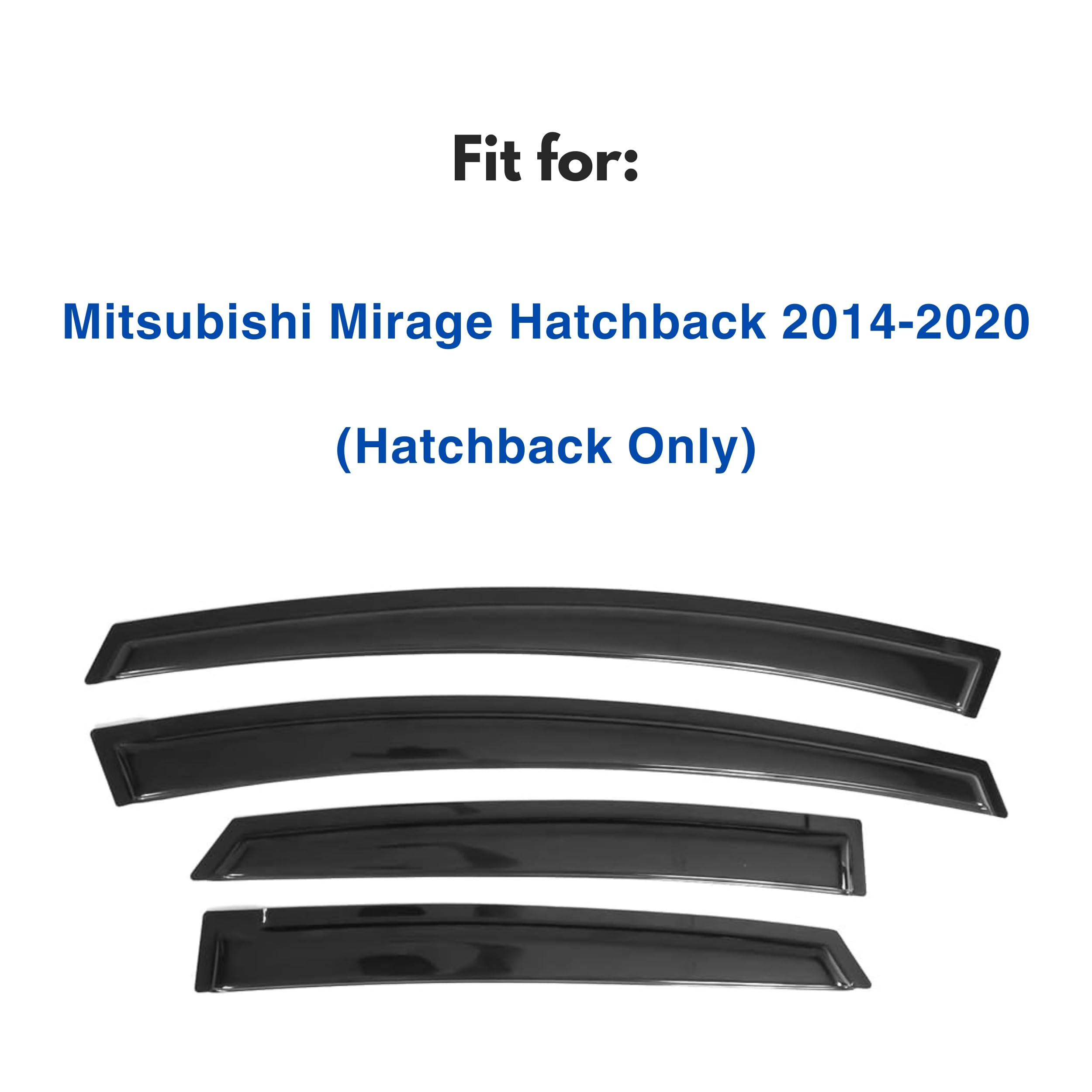 Immortal Group IG Window Visor for 2014-2020 Mitsubishi Mirage Hatchback, Black Acrylic, 4PC Rain Guard, Durable Air Deflector