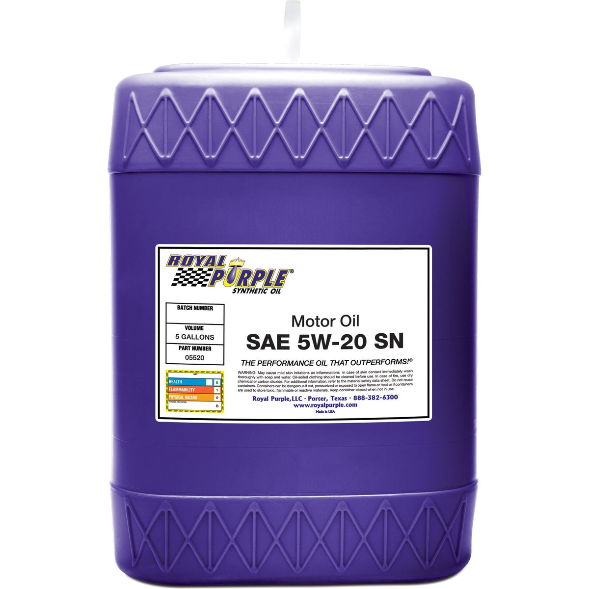 Royal Purple 05520 Api-Licensed Sae 5W-20 High Performance Synthetic Motor Oil - 5 Gallon
