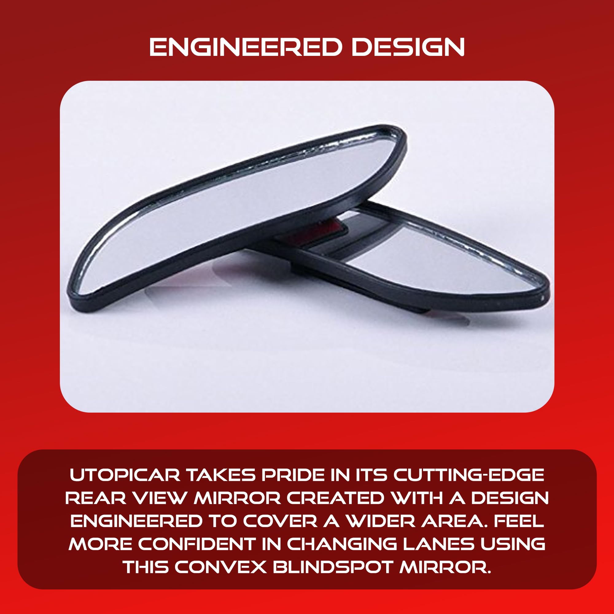 Utopicar Long Blind Spot Car Mirror - Convex Adjustable Rear View Mirrors, 2 Pack, Black, 5 Model, Glass Material